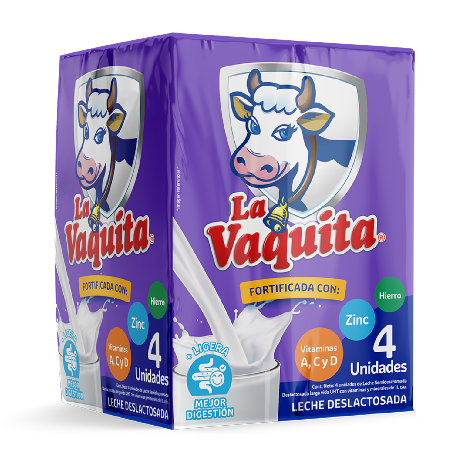 Leche Deslactosada Fortificada LA VAQUITA 4X1000 Ml