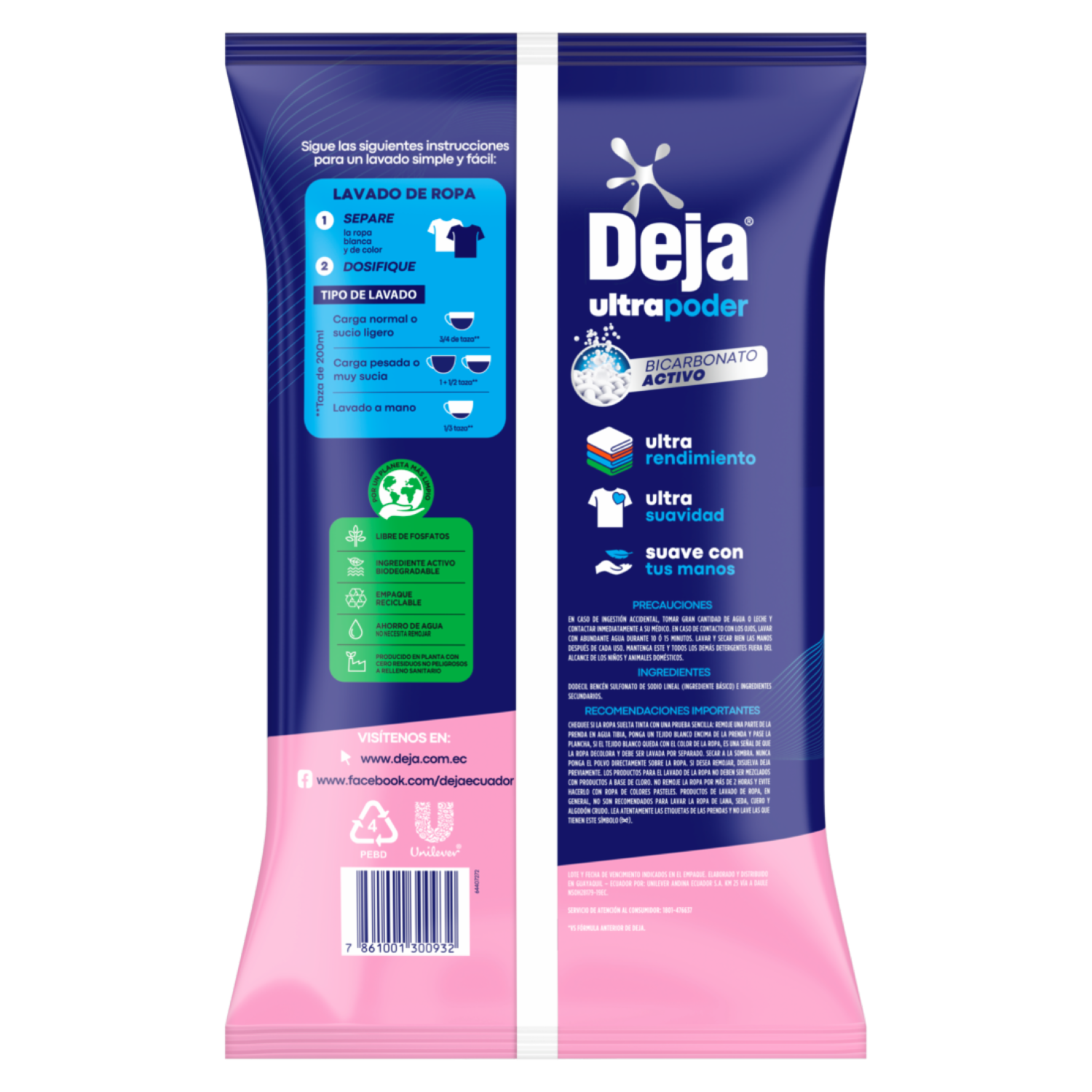 Detergente En Polvo Brisa Primavera Con Suavizante + Bicarbonato DEJA 1.2 Kg