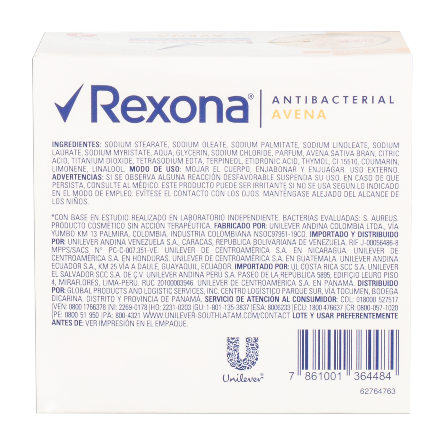 Jabón En Barra Antibacterial De Avena REXONA 3 X 110 G