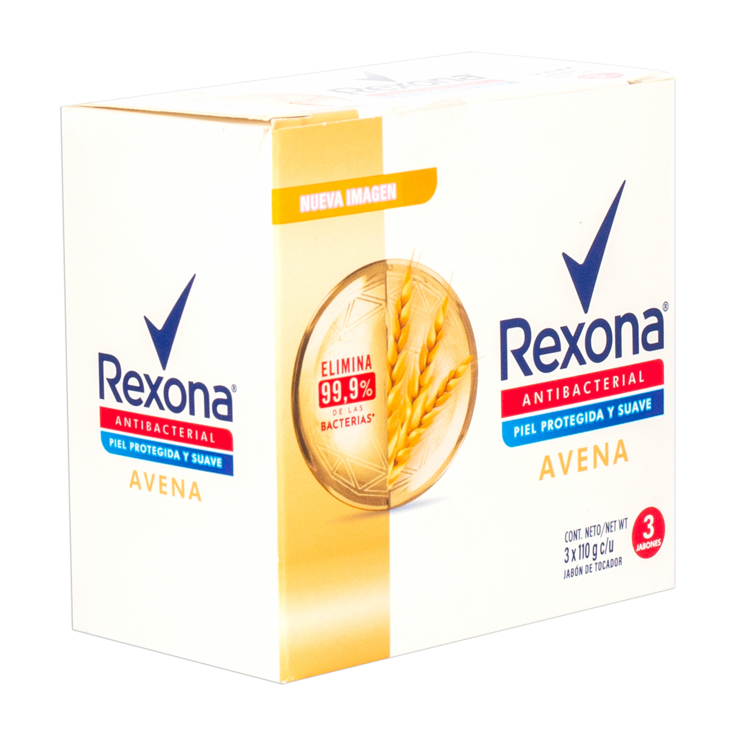 Jabón En Barra Antibacterial De Avena REXONA 3 X 110 G