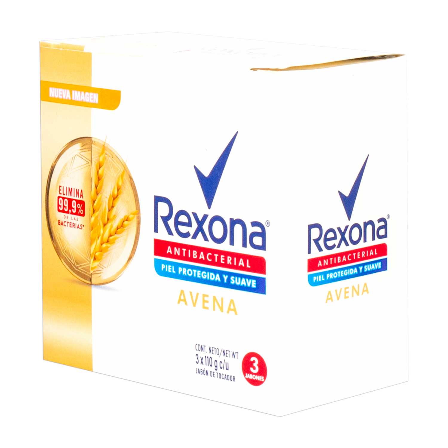 Jabón En Barra Antibacterial De Avena REXONA 3 X 110 G