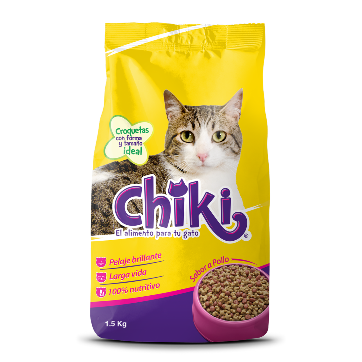 Alimento Para Gatos Sabor A Pollo CHIKI 1,5 Kg