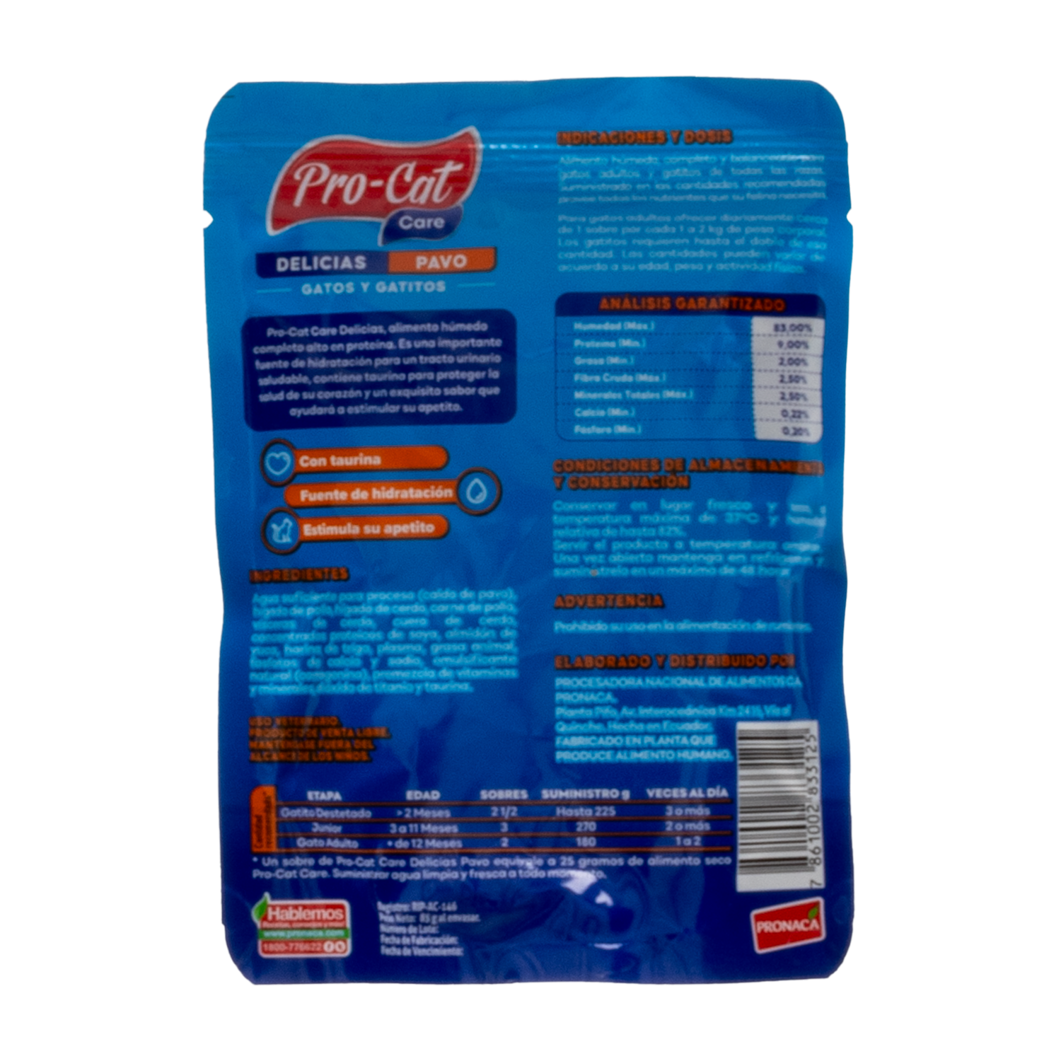 Alimento Para Gatos Delicias Pavo PRO-CAT 85 G