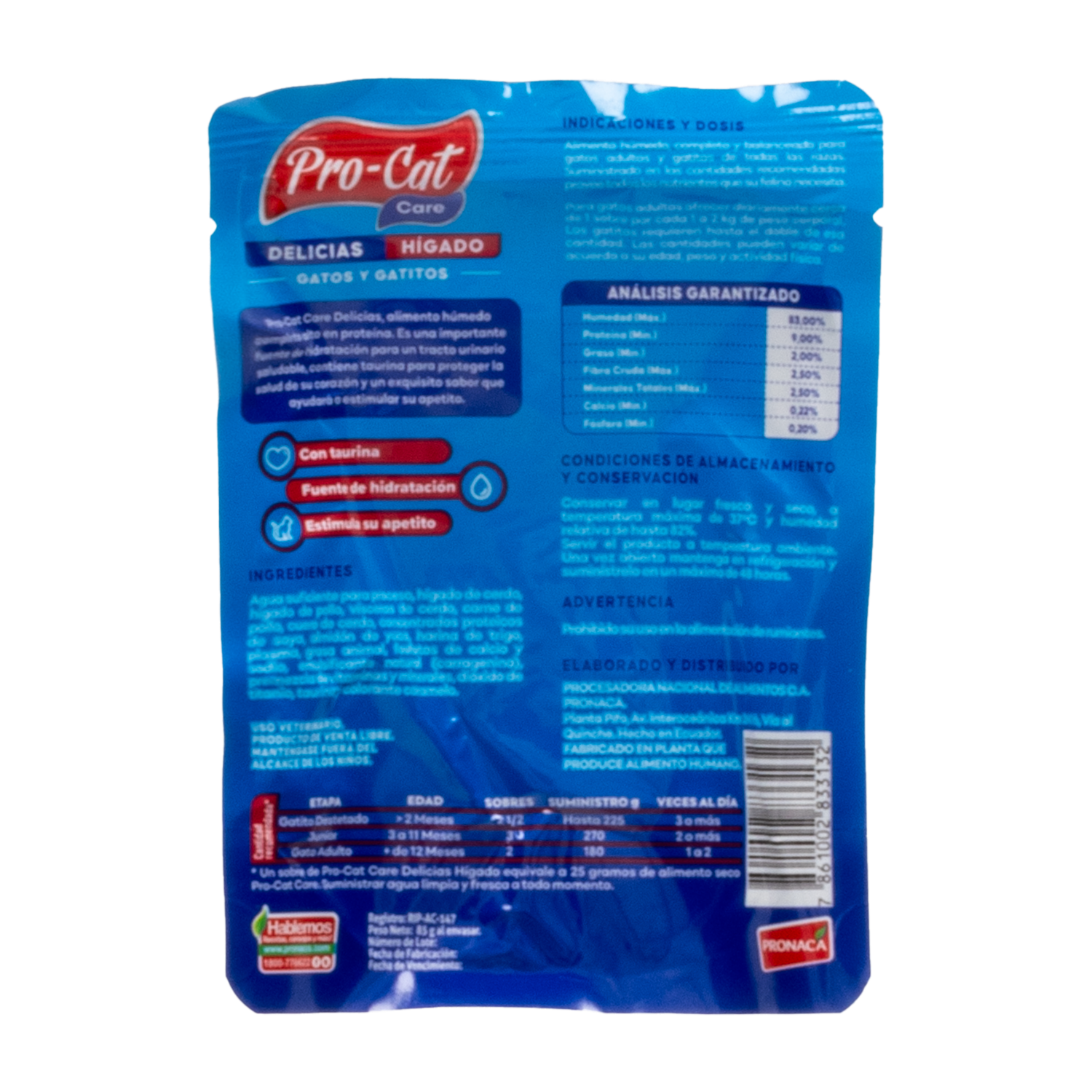 Alimento Para Gatos Delicias Hígado PRO-CAT 85 G