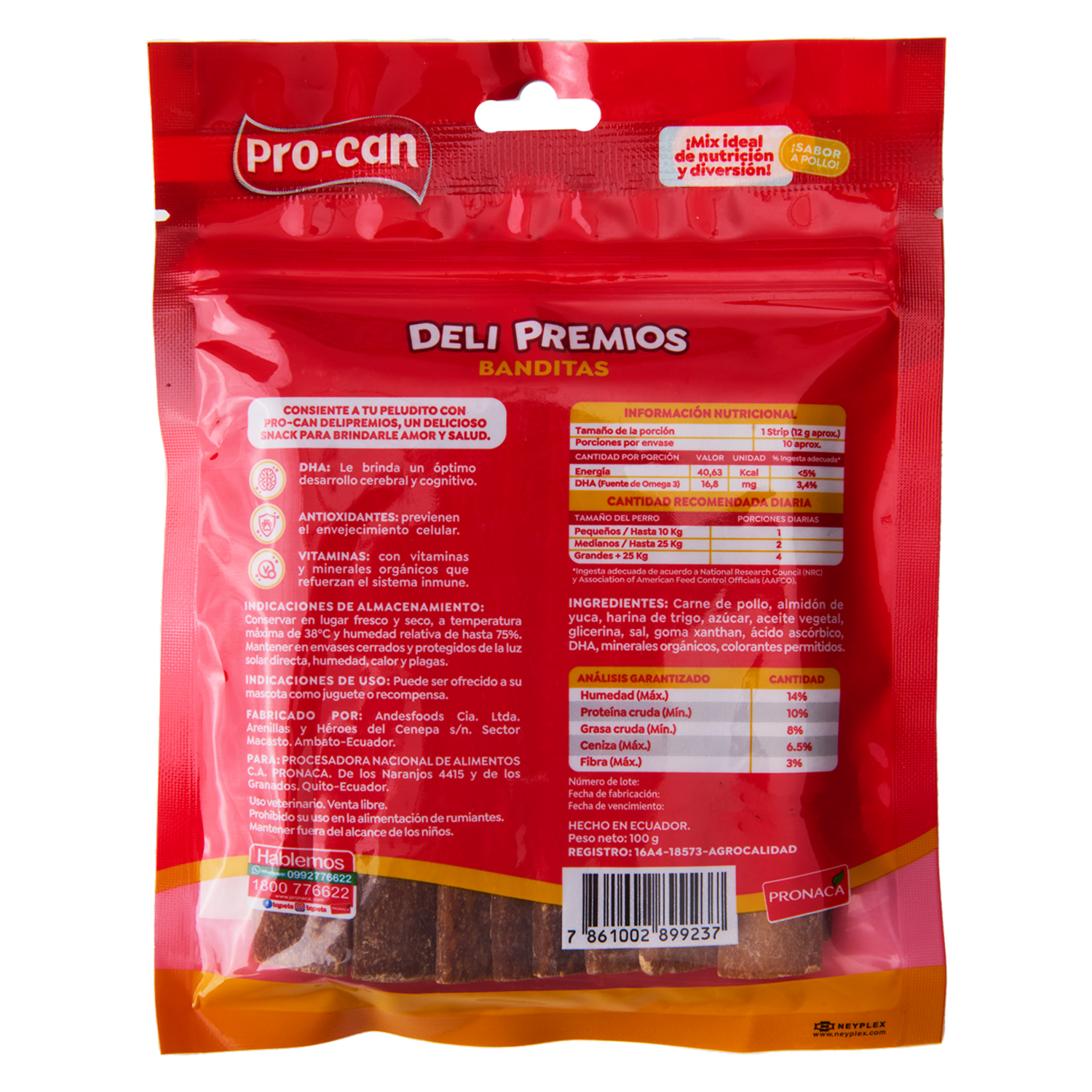 Snack Para Perros Banditas Sabor A Pollo DELI PREMIOS 100 G
