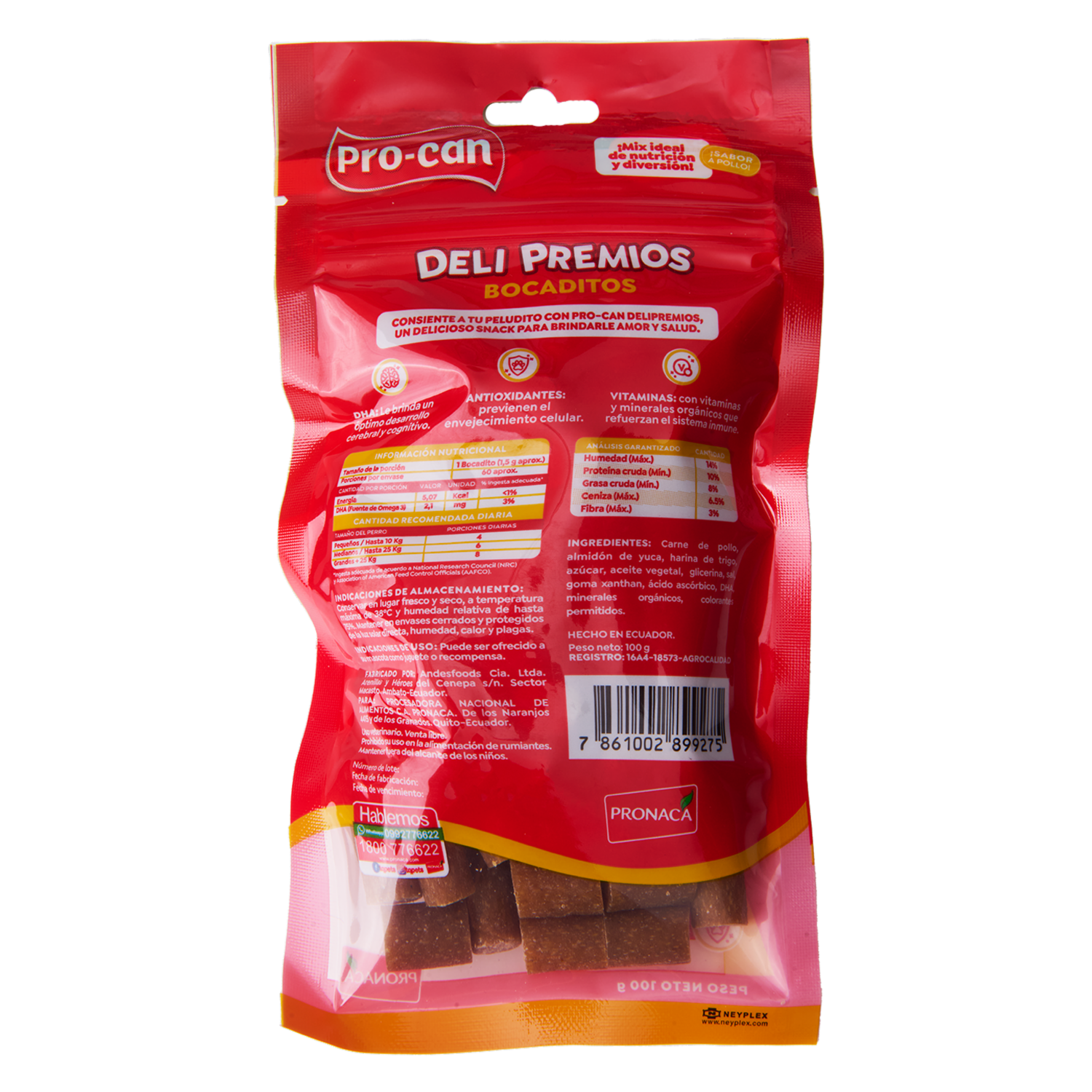 Snack Para Perros Bocaditos Sabor A Pollo DELI PREMIOS 100 G
