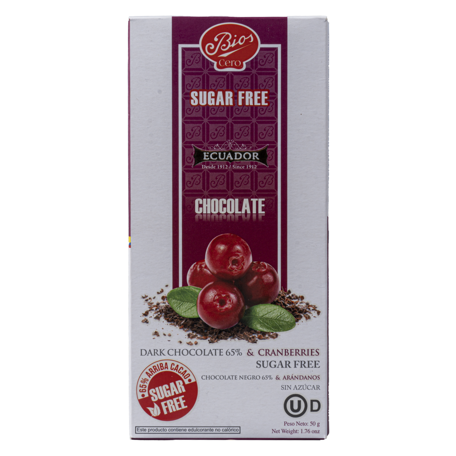 Chocolate Con Arándanos Sin Azúcar BIOS 50  G