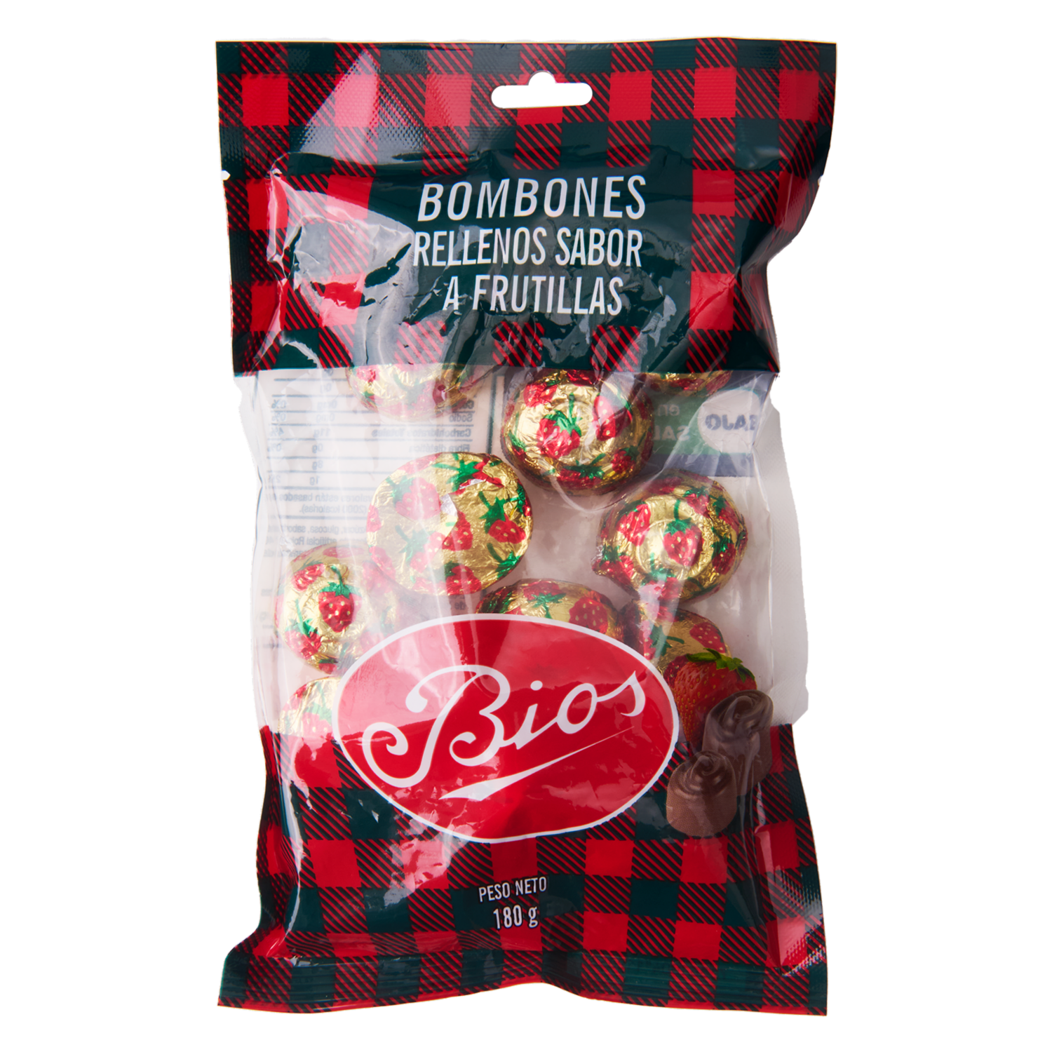 Bombones De Chocolate Rellenos Sabor A Frutilla BIOS 180 G
