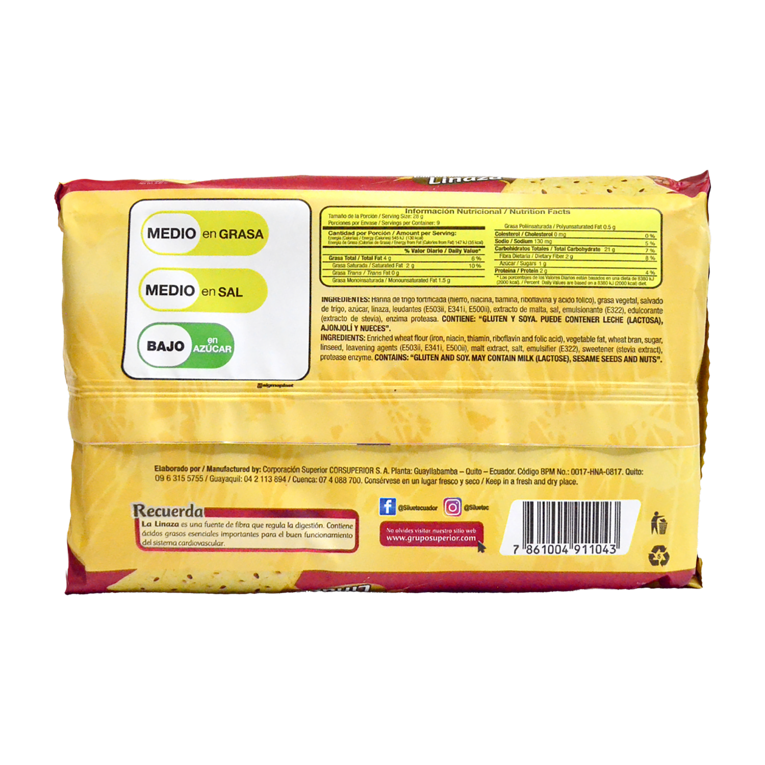 Galletas Integrales Con Linaza SILUET 252 G
