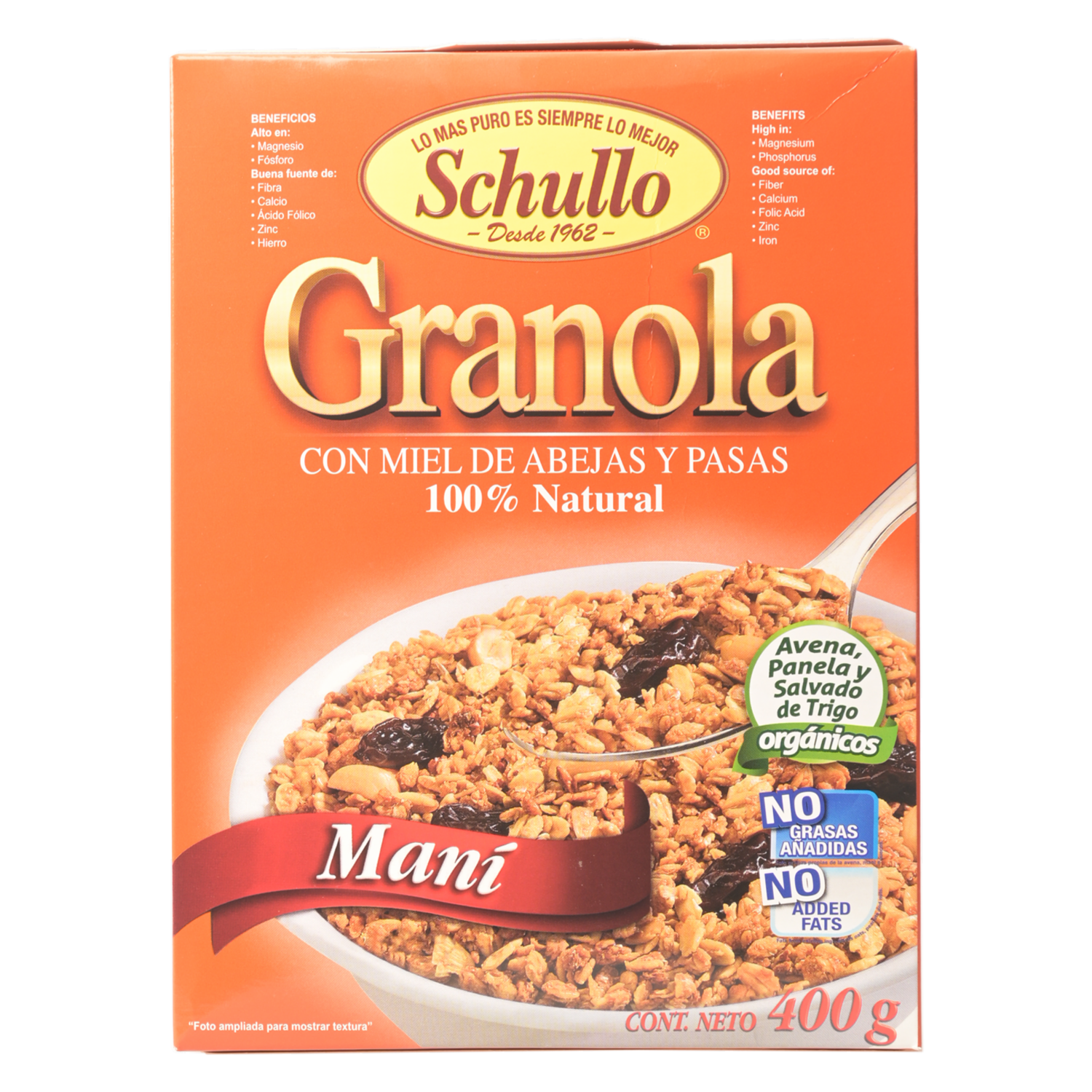 Granola Orgánica Con Maní SCHULLO 400 G