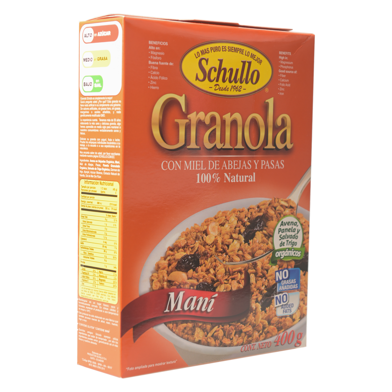 Granola Orgánica Con Maní SCHULLO 400 G