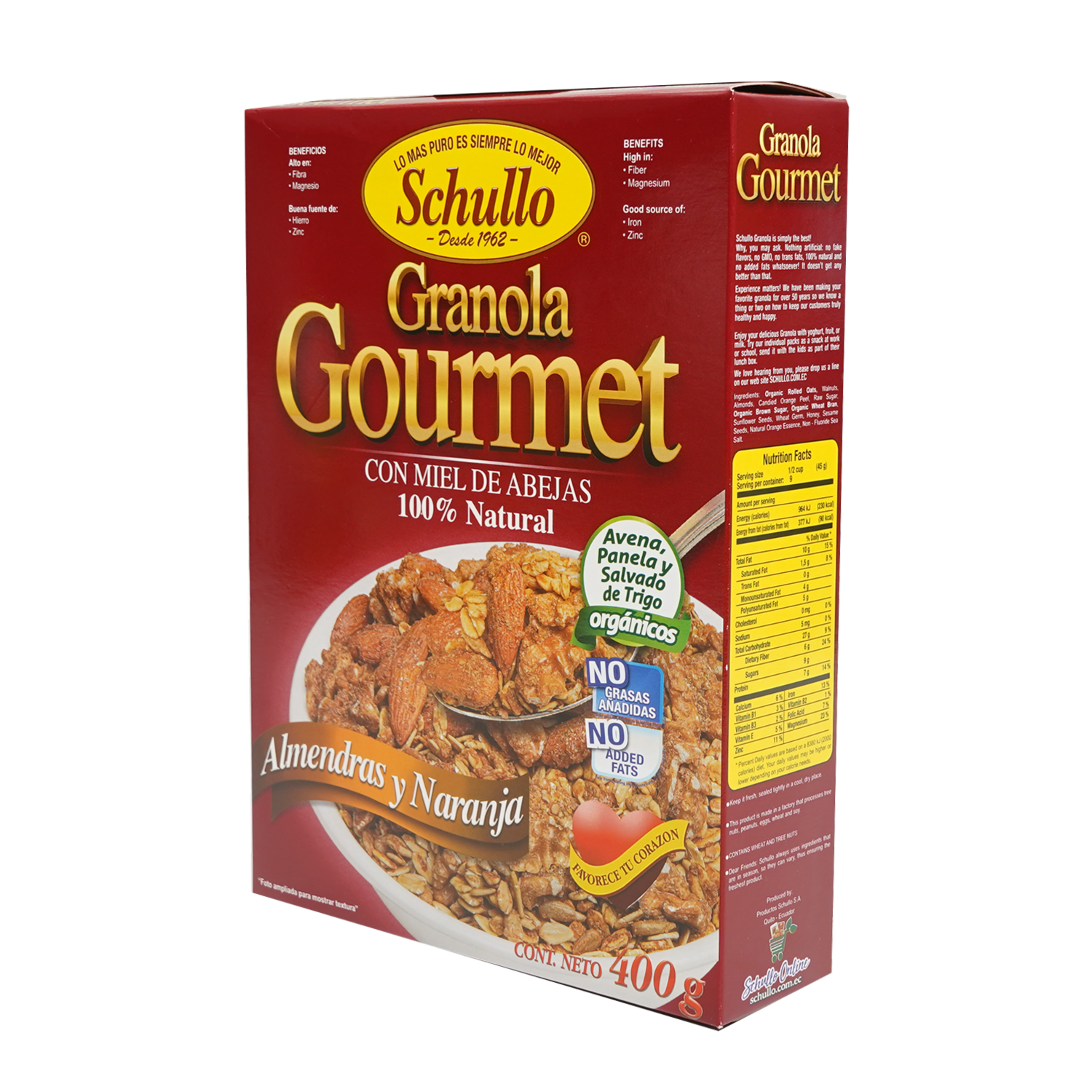 Granola Orgánica Gourmet SCHULLO 400 G