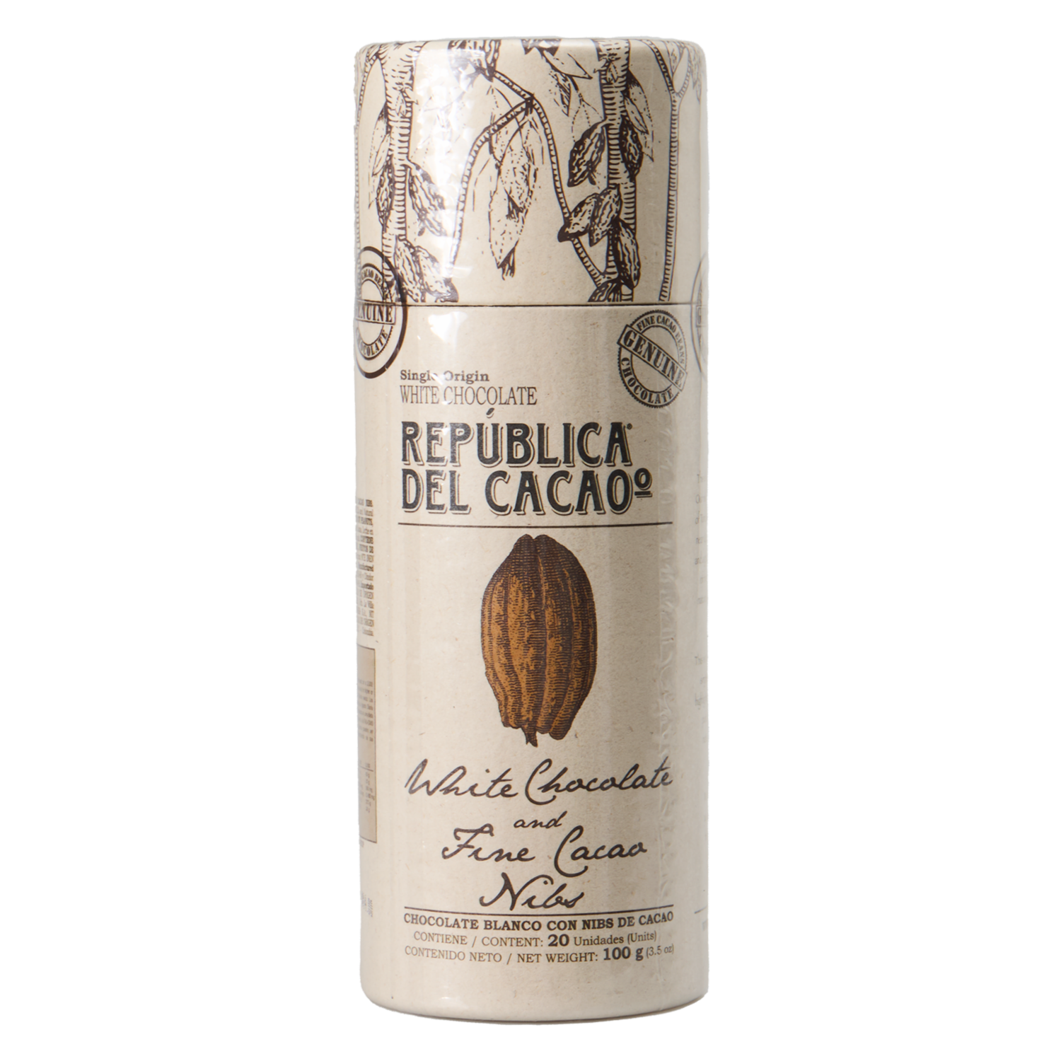 Chocolate Blanco Con Nibs De Cacao REPUBLICA DEL CACAO 100 G