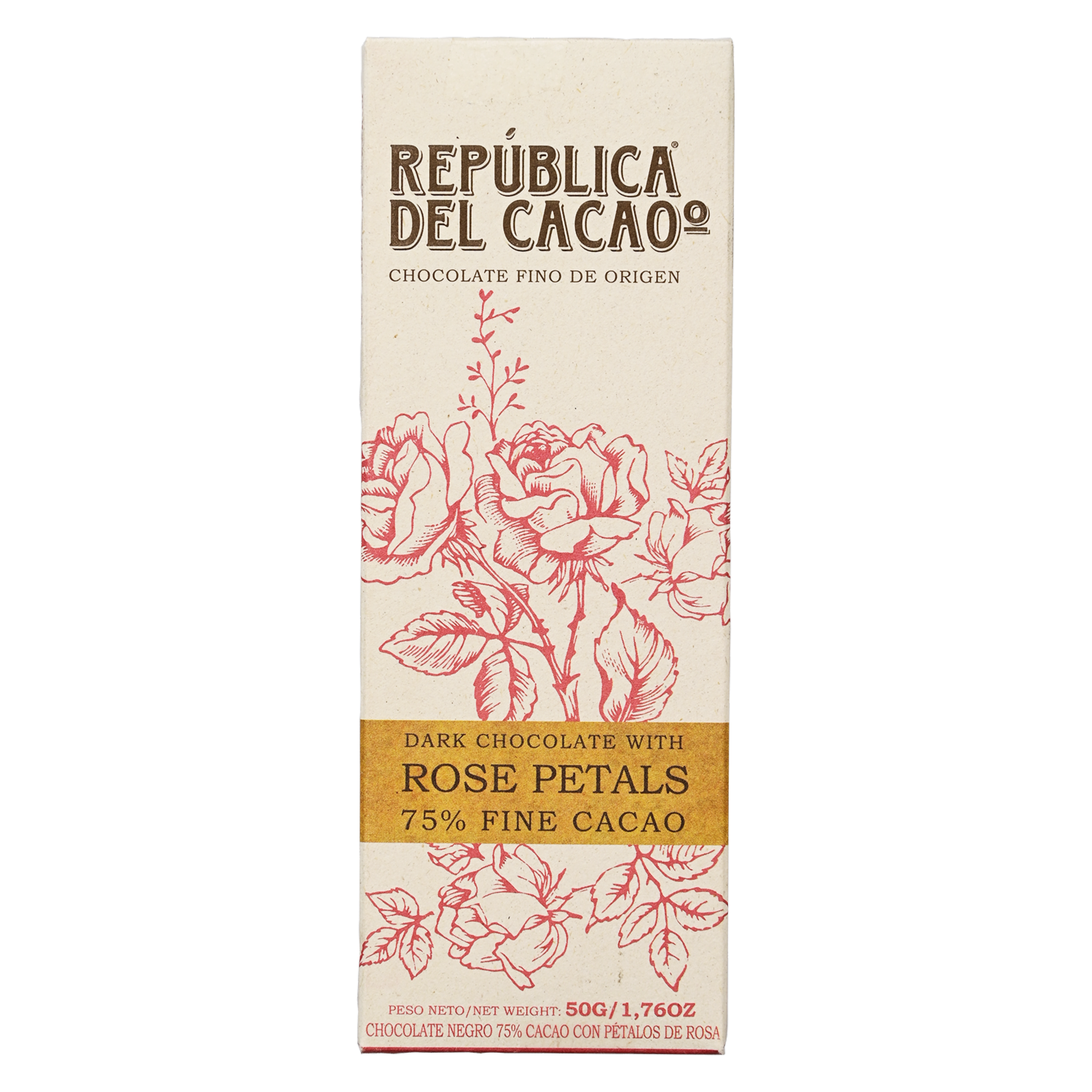 Chocolate Negro Rosas REPUBLICA DEL CACAO 50 g