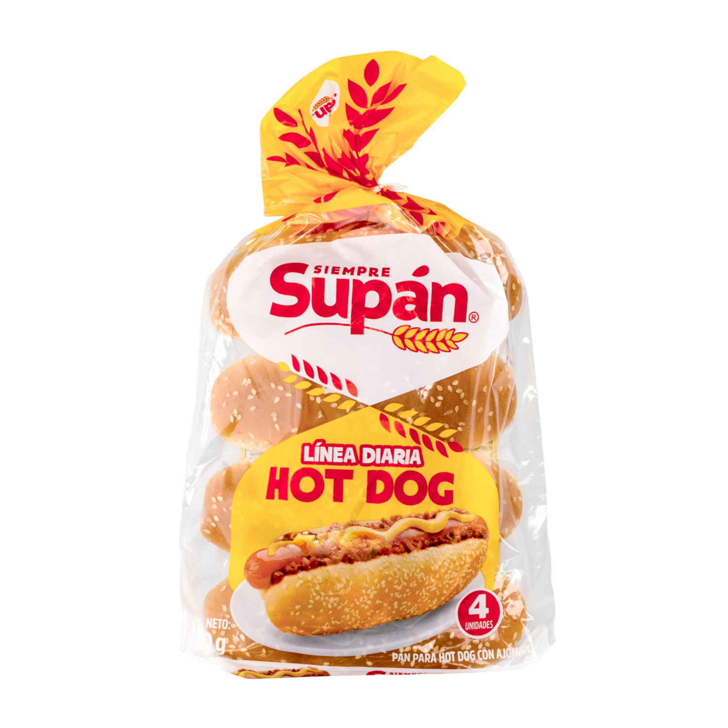 Pan Para Hot Dog Con Ajonjolí Línea Diaria SUPÁN 160 G