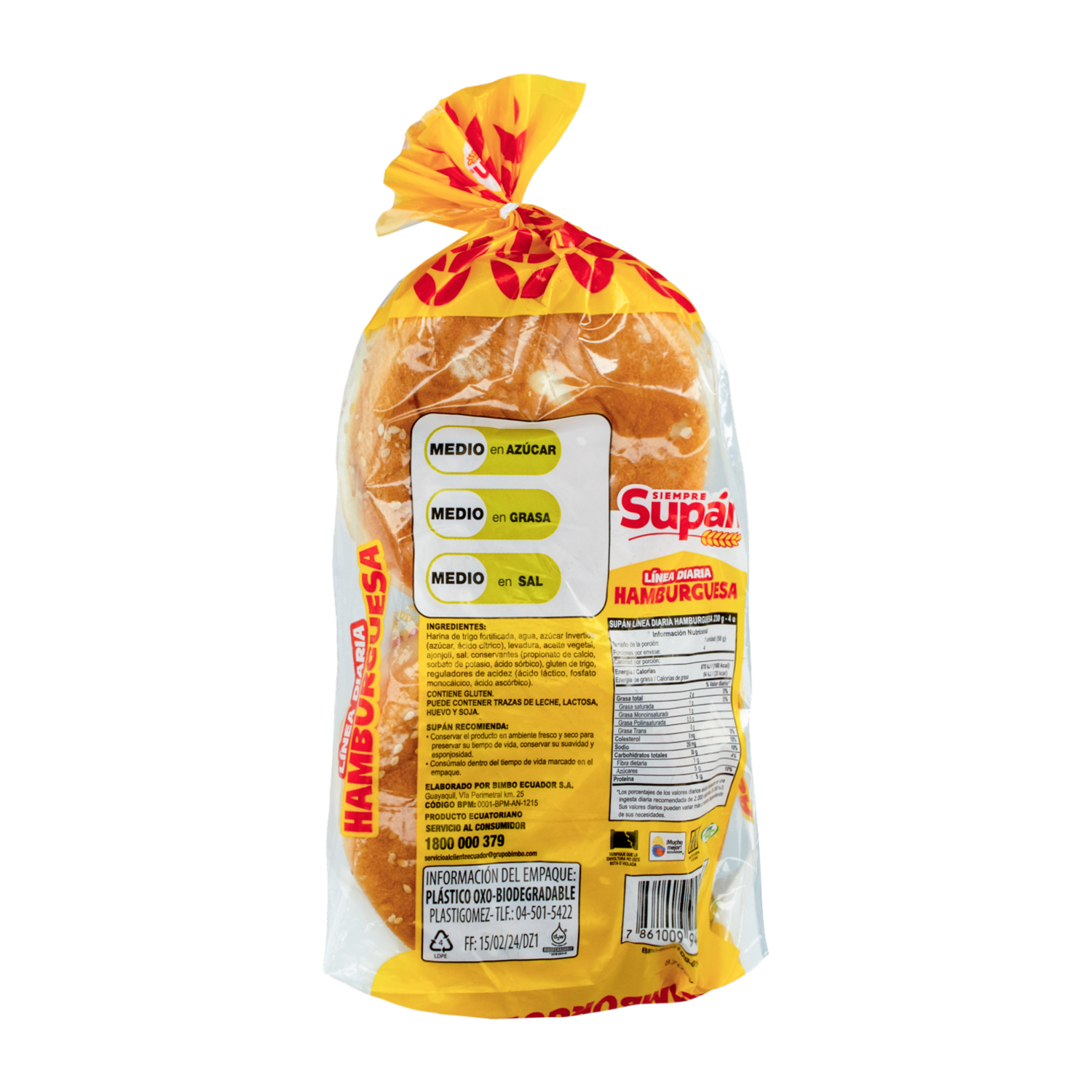 Pan Para Hamburguesa Con Ajonjolí Línea Diaria SUPÁN 230 G