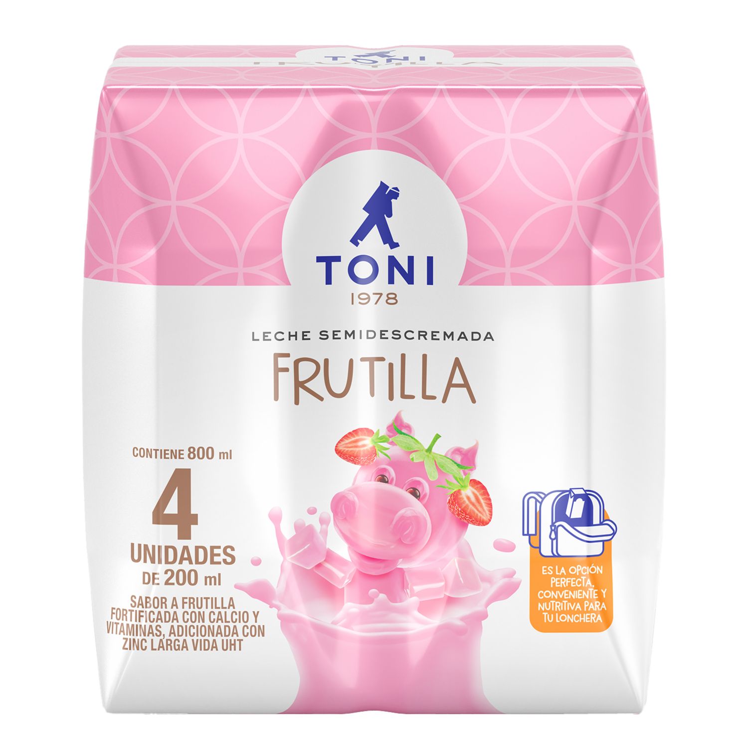 Pack Leche Saborizada De Frutilla TONI 4 X 200 Ml