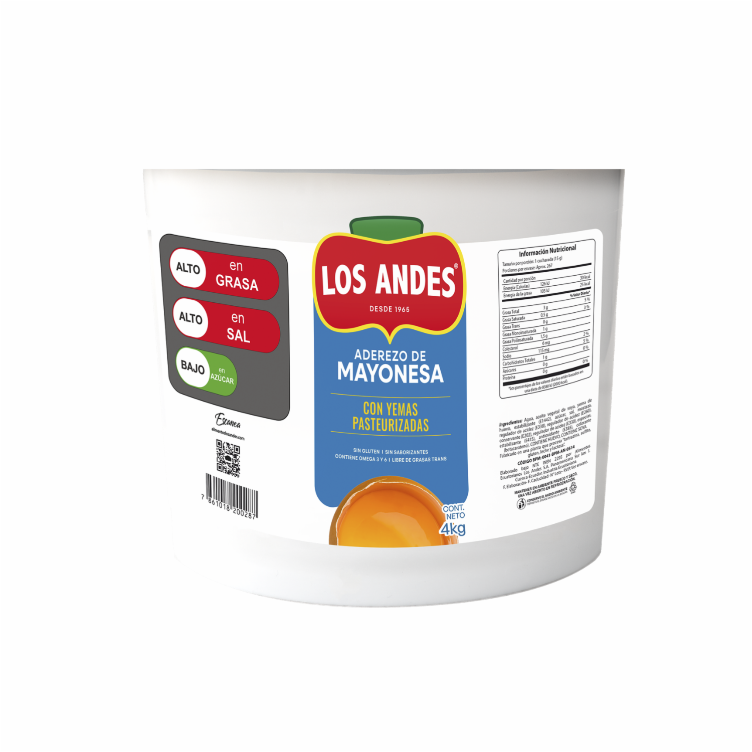 Aderezo De Mayonesa LOS ANDES Balde 4000 G