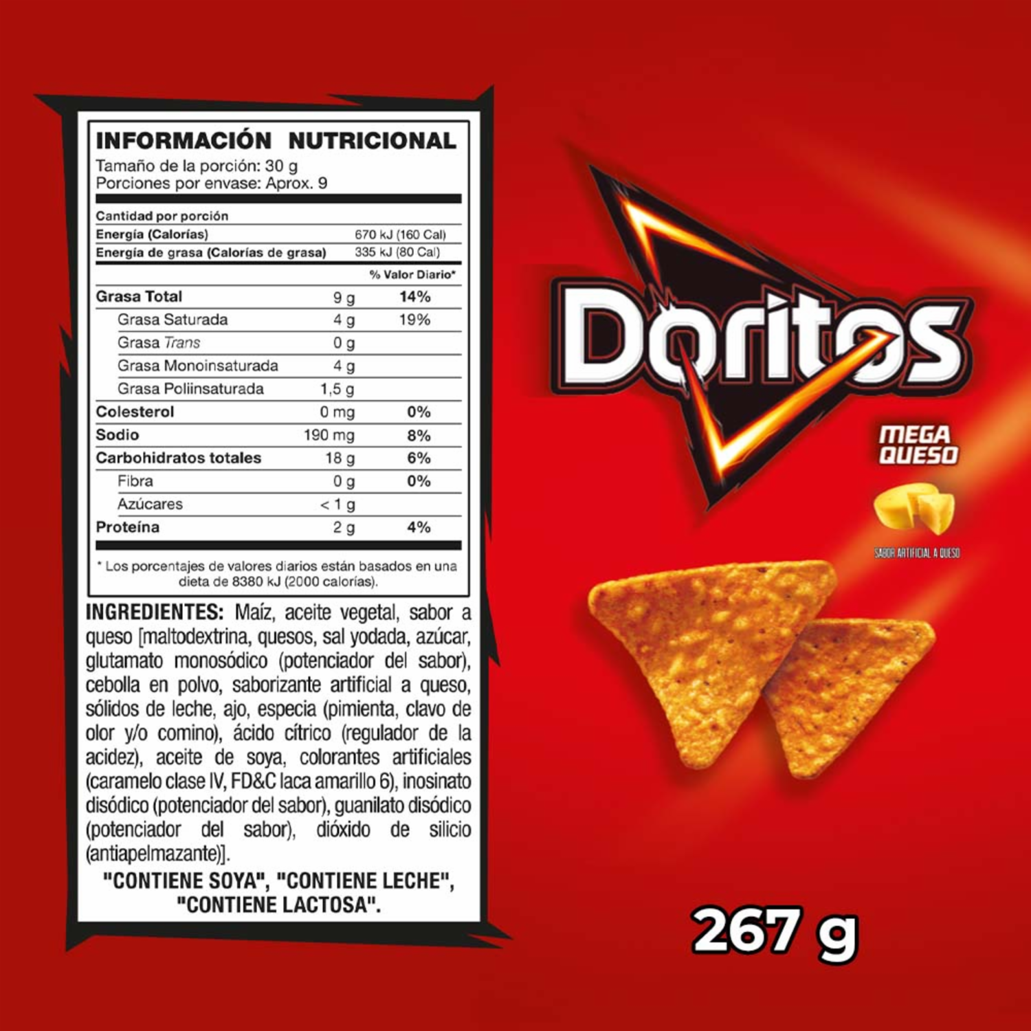 Bocaditos De Maíz Mega Queso DORITOS 267 G