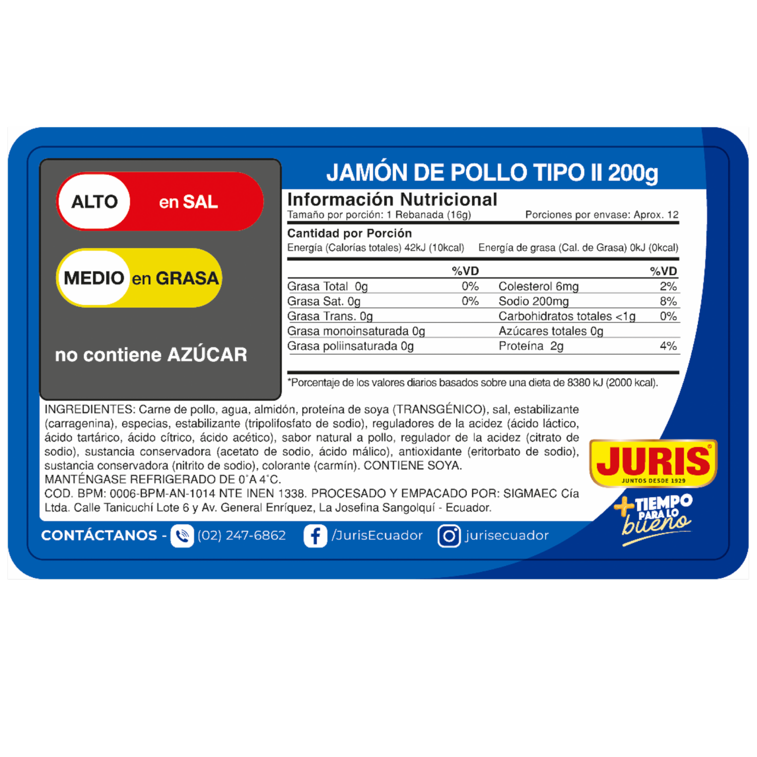 Jamón Premium De Pollo JURIS 200 G