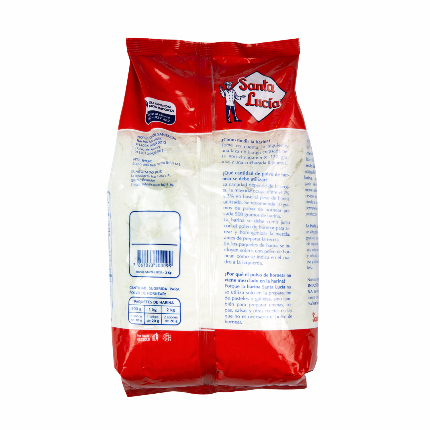 Harina De Trigo Con Polvo Hornear SANTA LUCÍA 2000 G