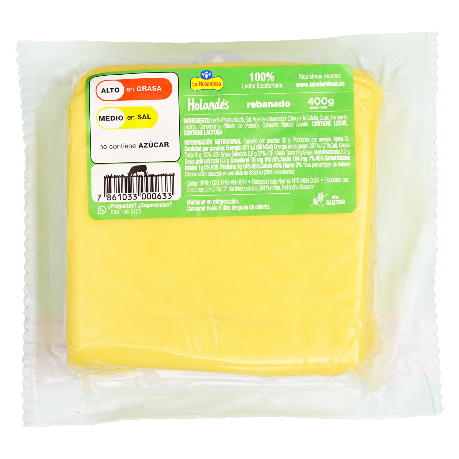 Queso Holandés Rebanado LA HOLANDESA 400 G