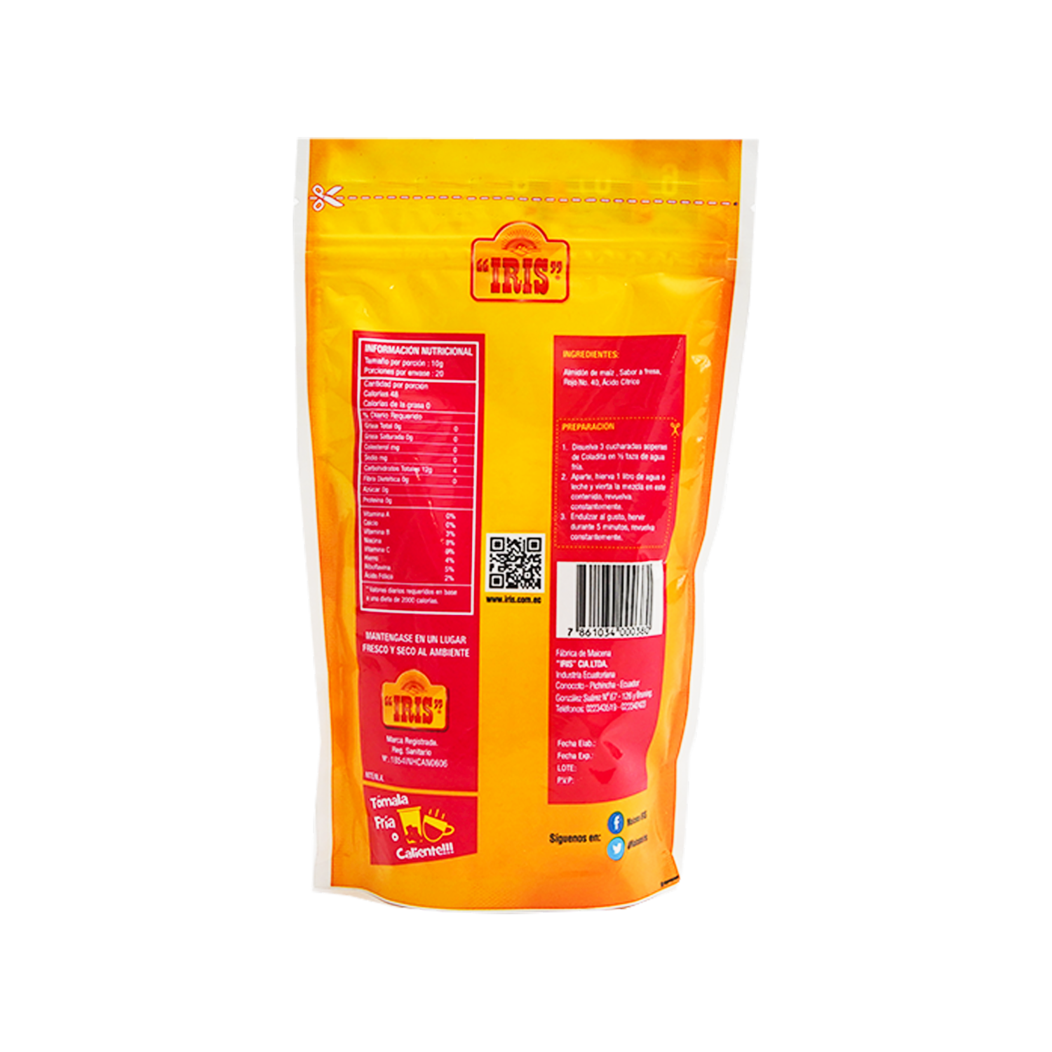 Coladita Sin Gluten Sabor A Frutilla IRIS Funda