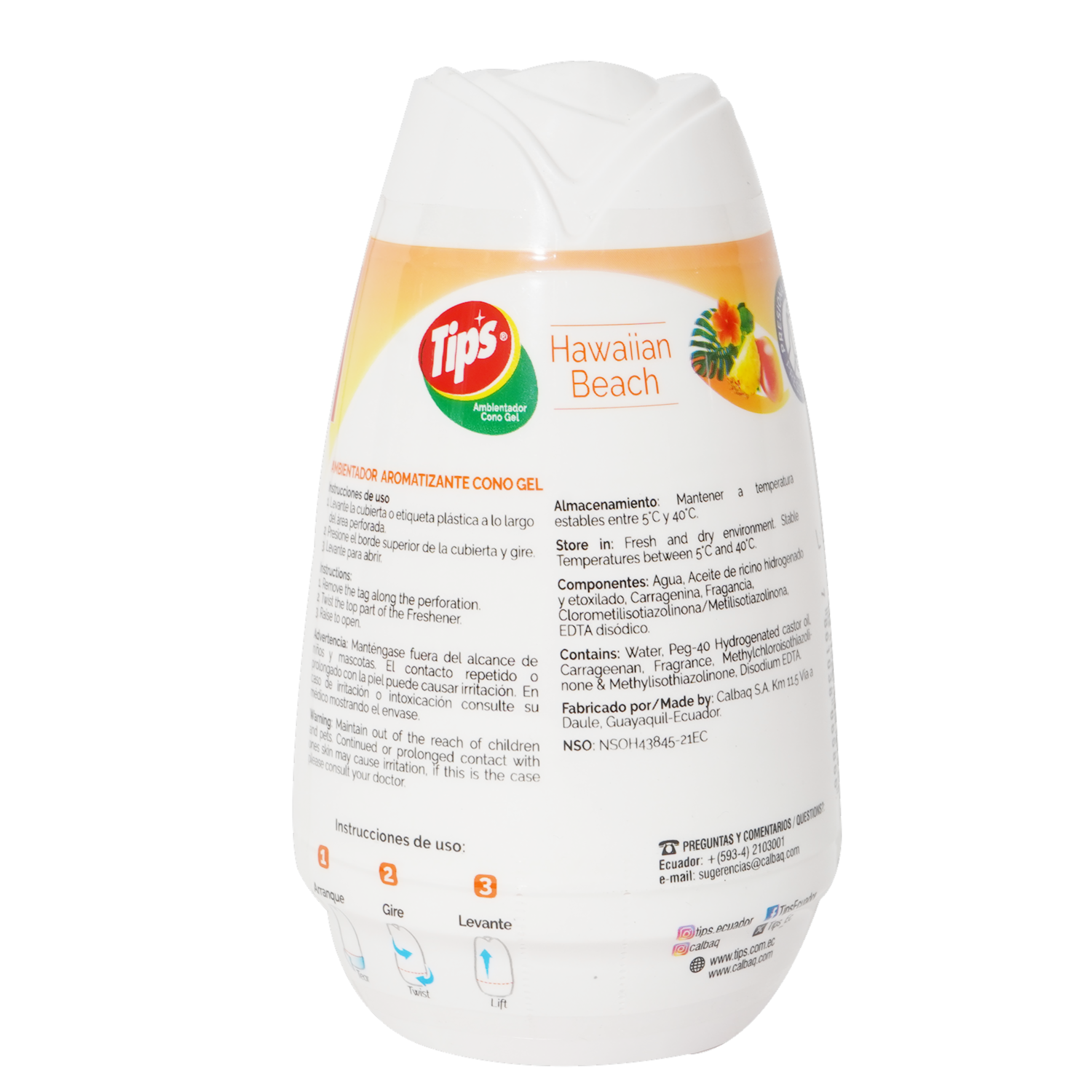 Desodorante Ambiental Cono En Gel Aroma Hawaiian TIP’S 170 G