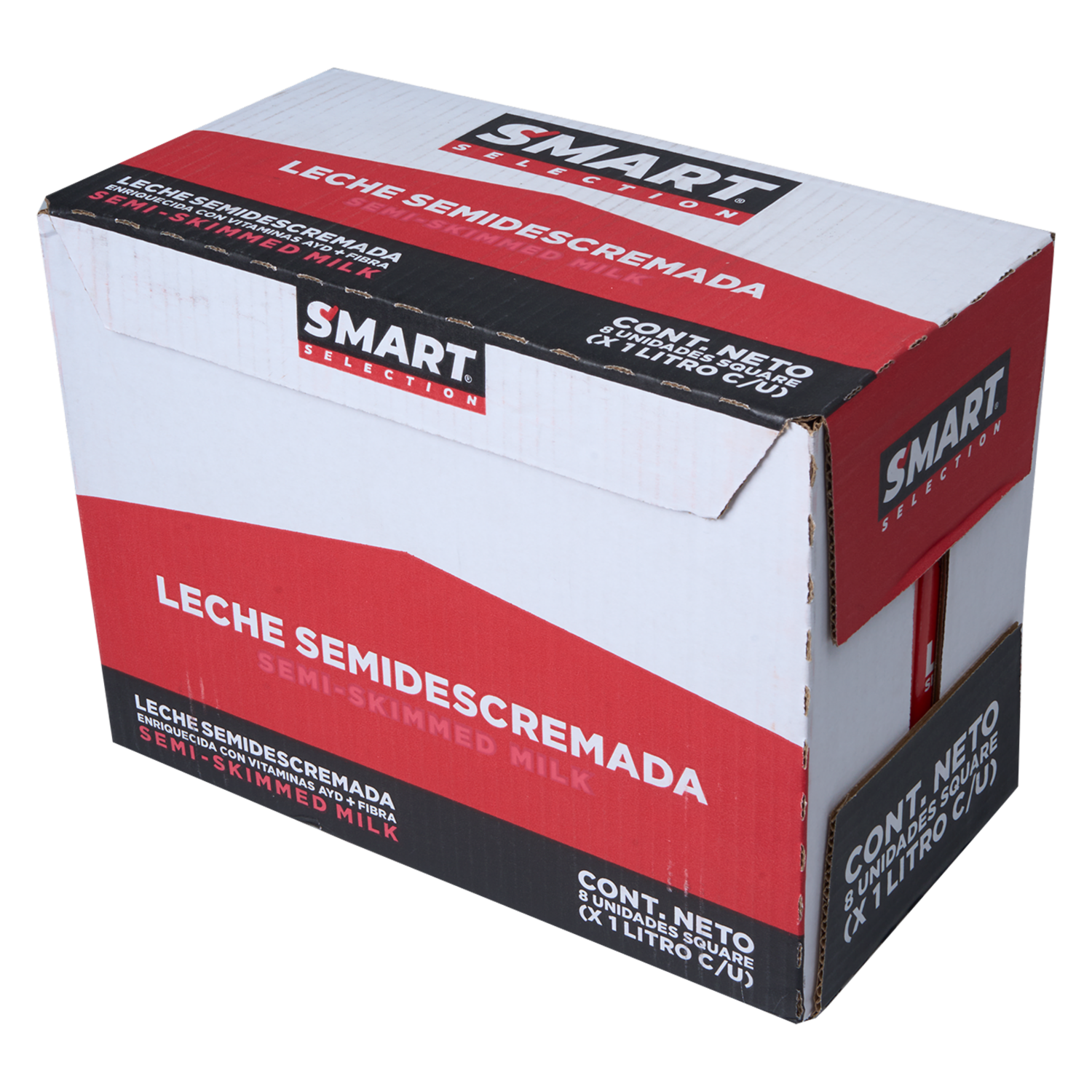 Leche Semidescremada Con Vitaminas Y Fibra SMART SELECTION 8 L