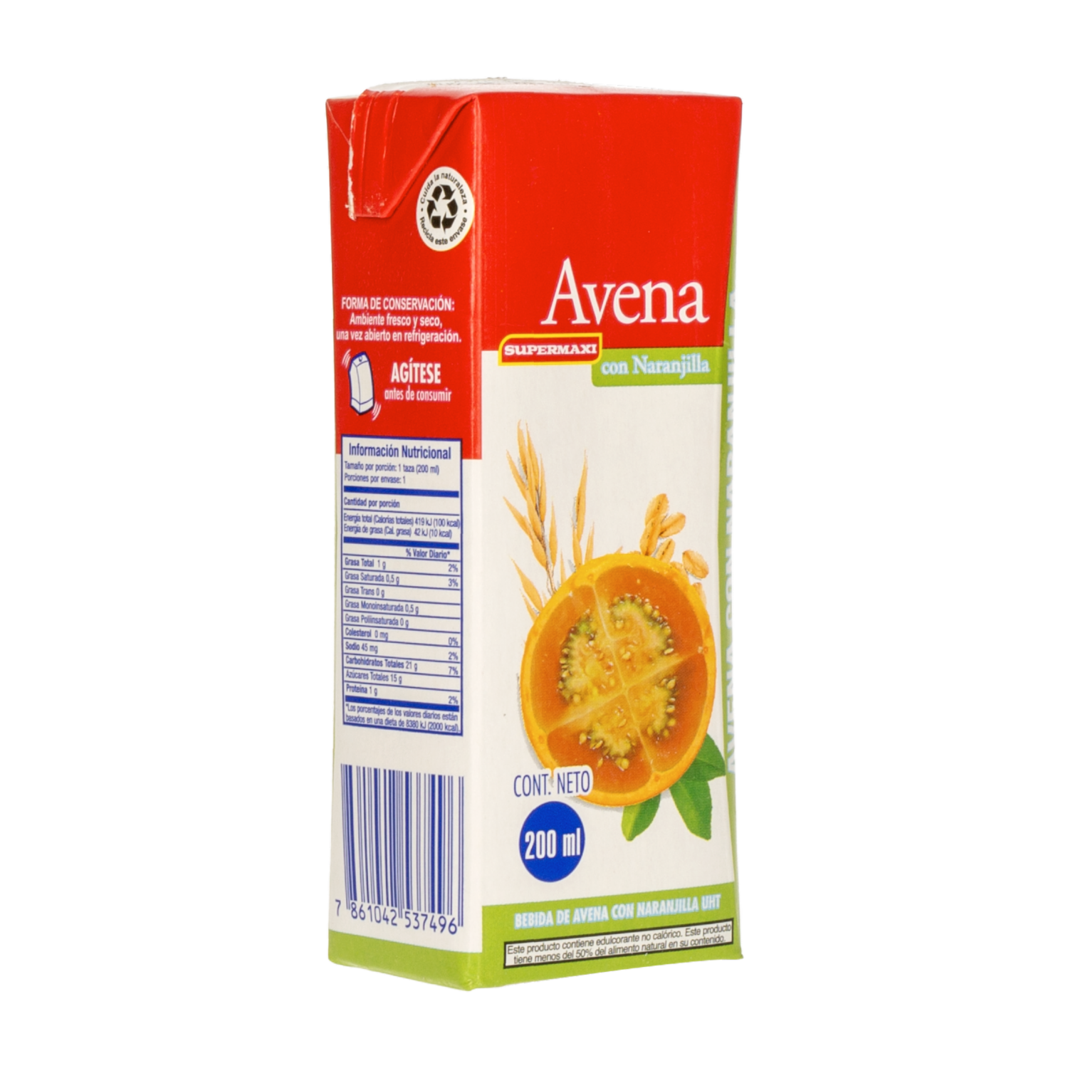 Bebida De Avena Con Naranjilla SUPERMAXI 200 Ml