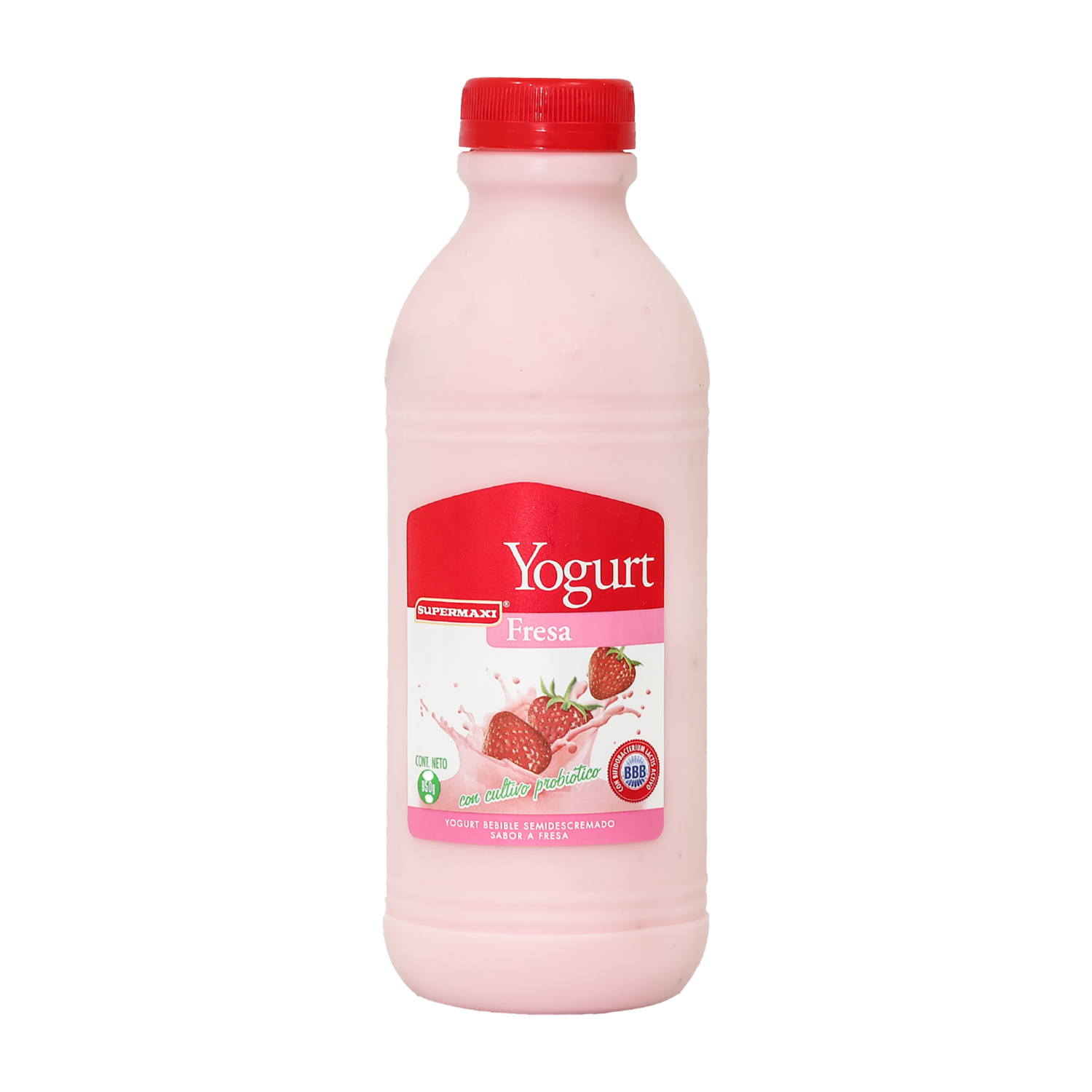 Yogurt Semidescremado Bebible Sabor A Fresa SUPERMAXI 950 G