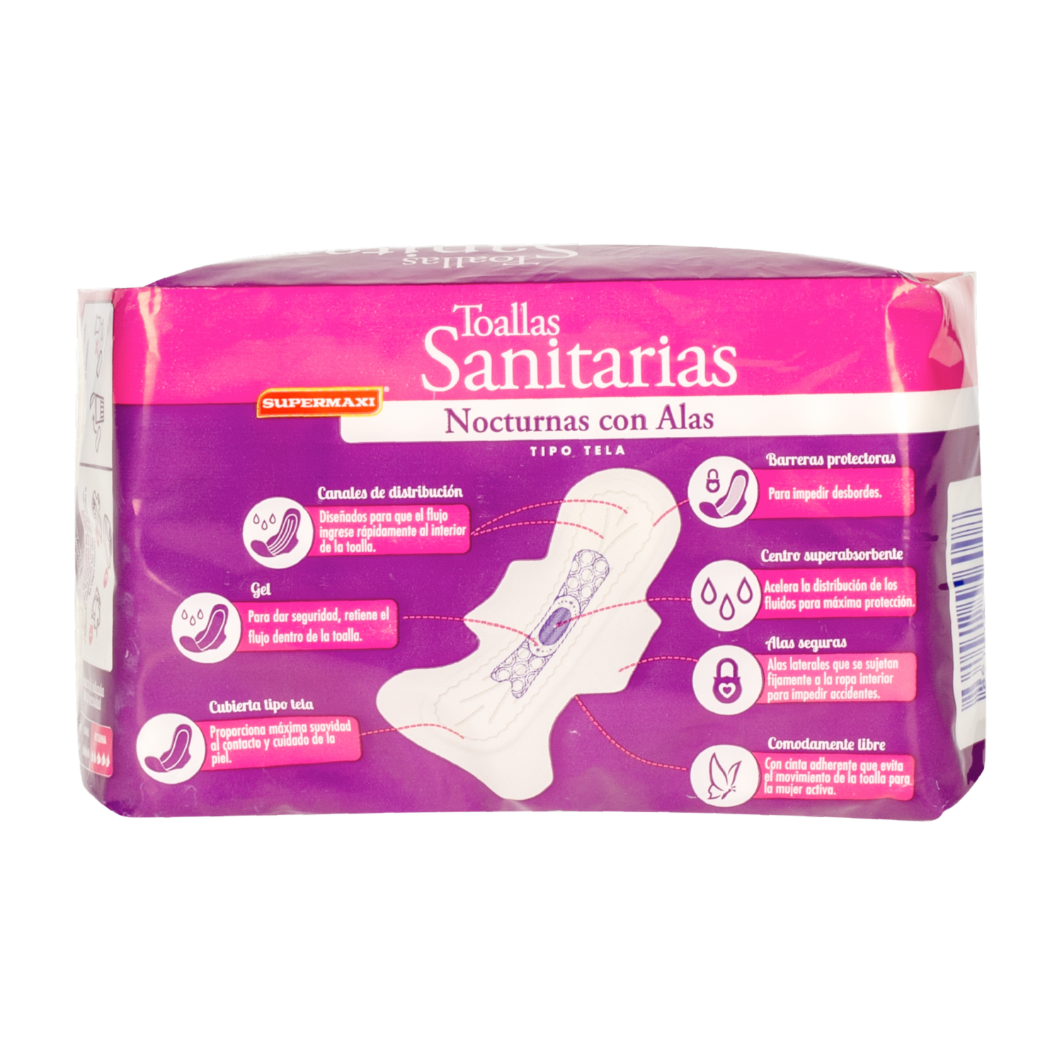 Toallas Sanitarias Nocturnas Con Alas SUPERMAXI 1 X 10 Unidades