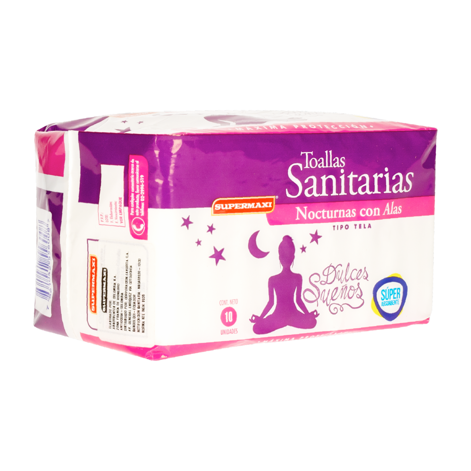 Toallas Sanitarias Nocturnas Con Alas SUPERMAXI 1 X 10 Unidades
