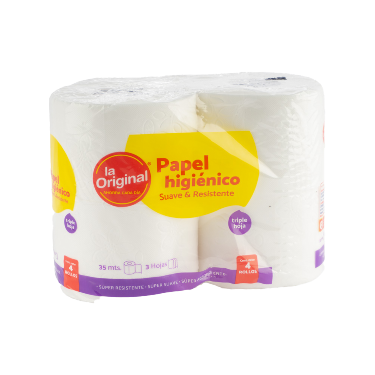 Papel Higiénico Triple Hoja Suave Y Resistente LA ORIGINAL 4 Rollos