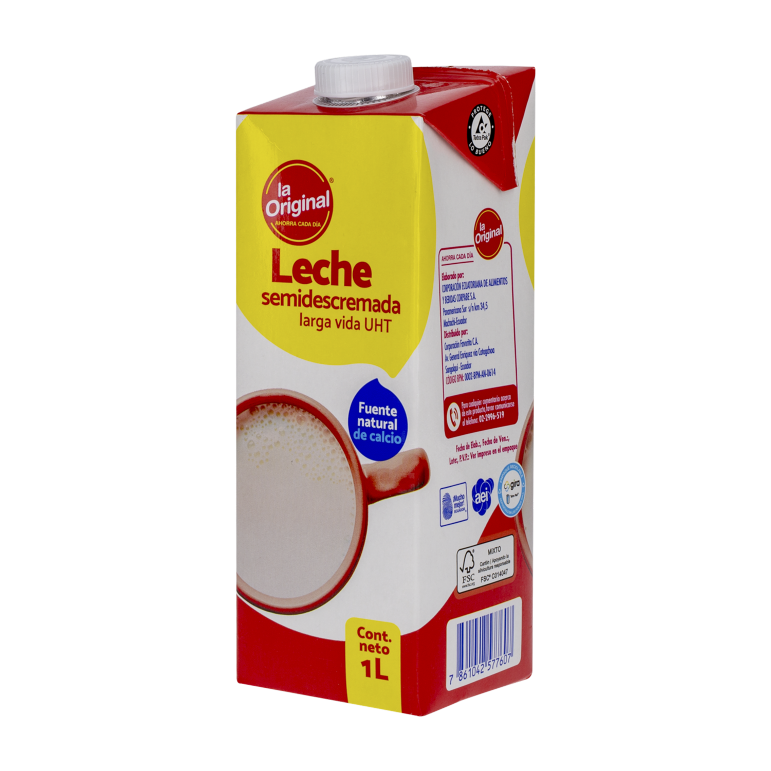 Leche Semidescremada Tetrapak LA ORIGINAL 1 000 Ml