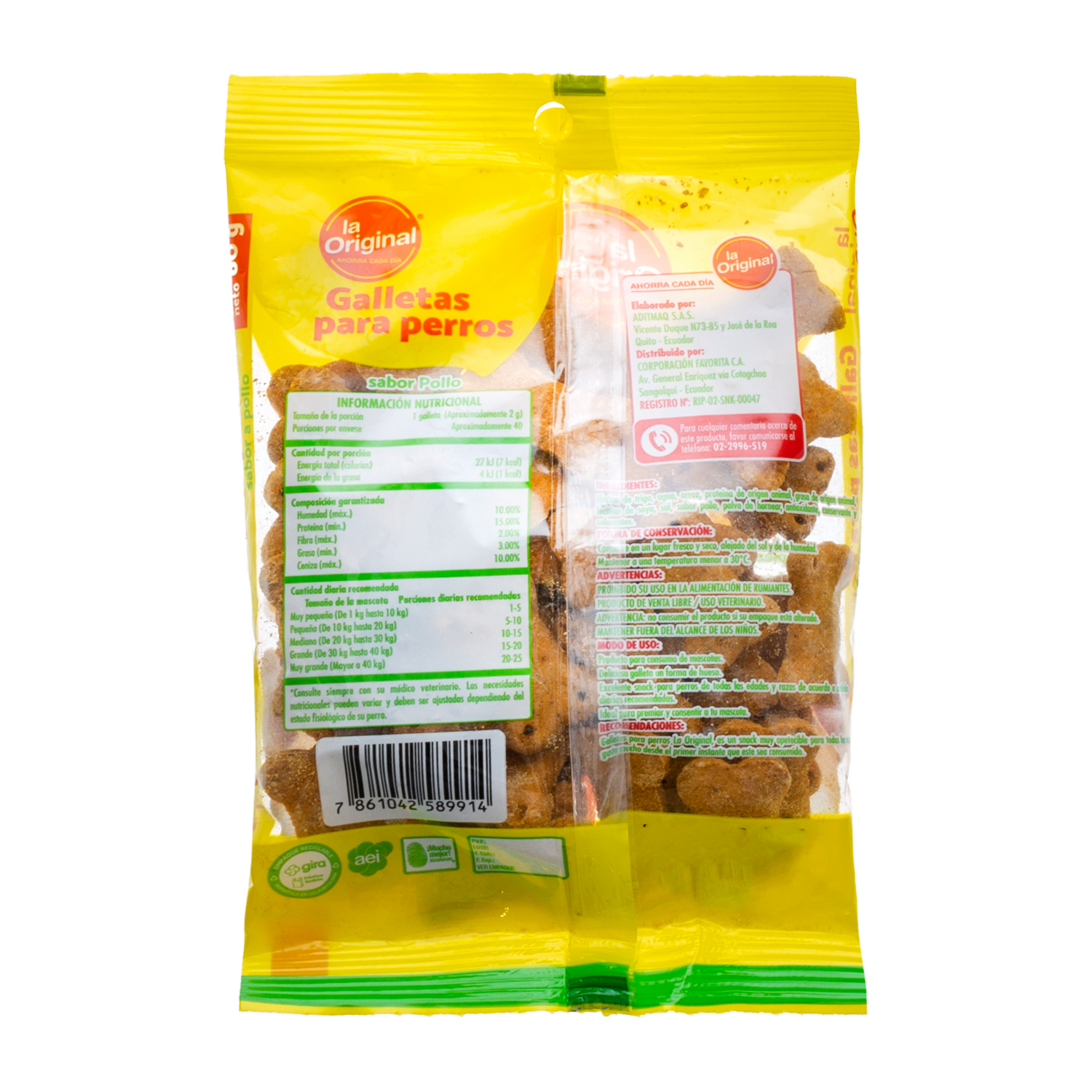 Galletas Para Perros Adultos Toda Raza Y Edad Sabor A Pollo LA ORIGINAL 80 G