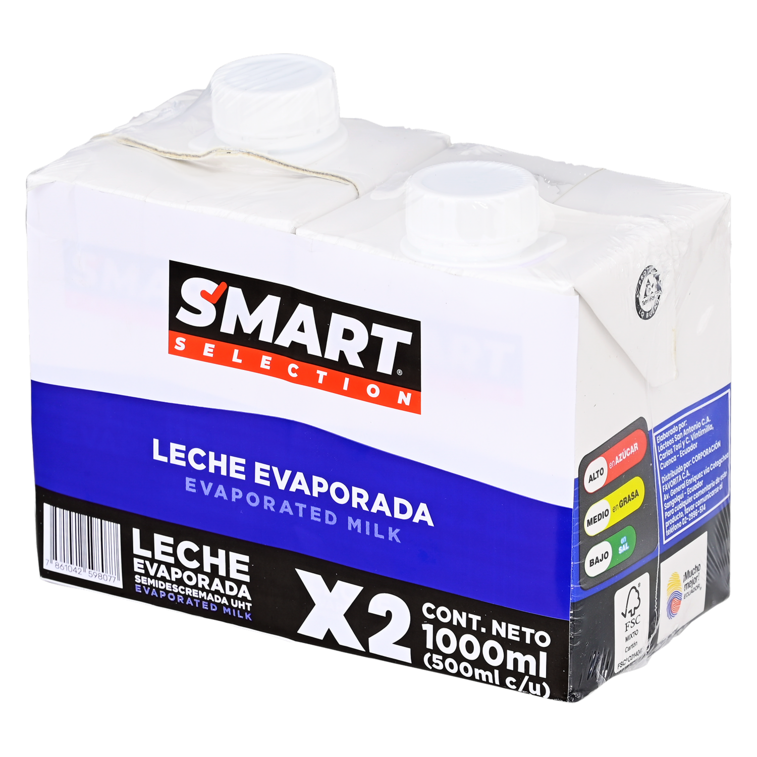 Leche Evaporada Semidescremada SMART SELECTION 2 X 500 Ml