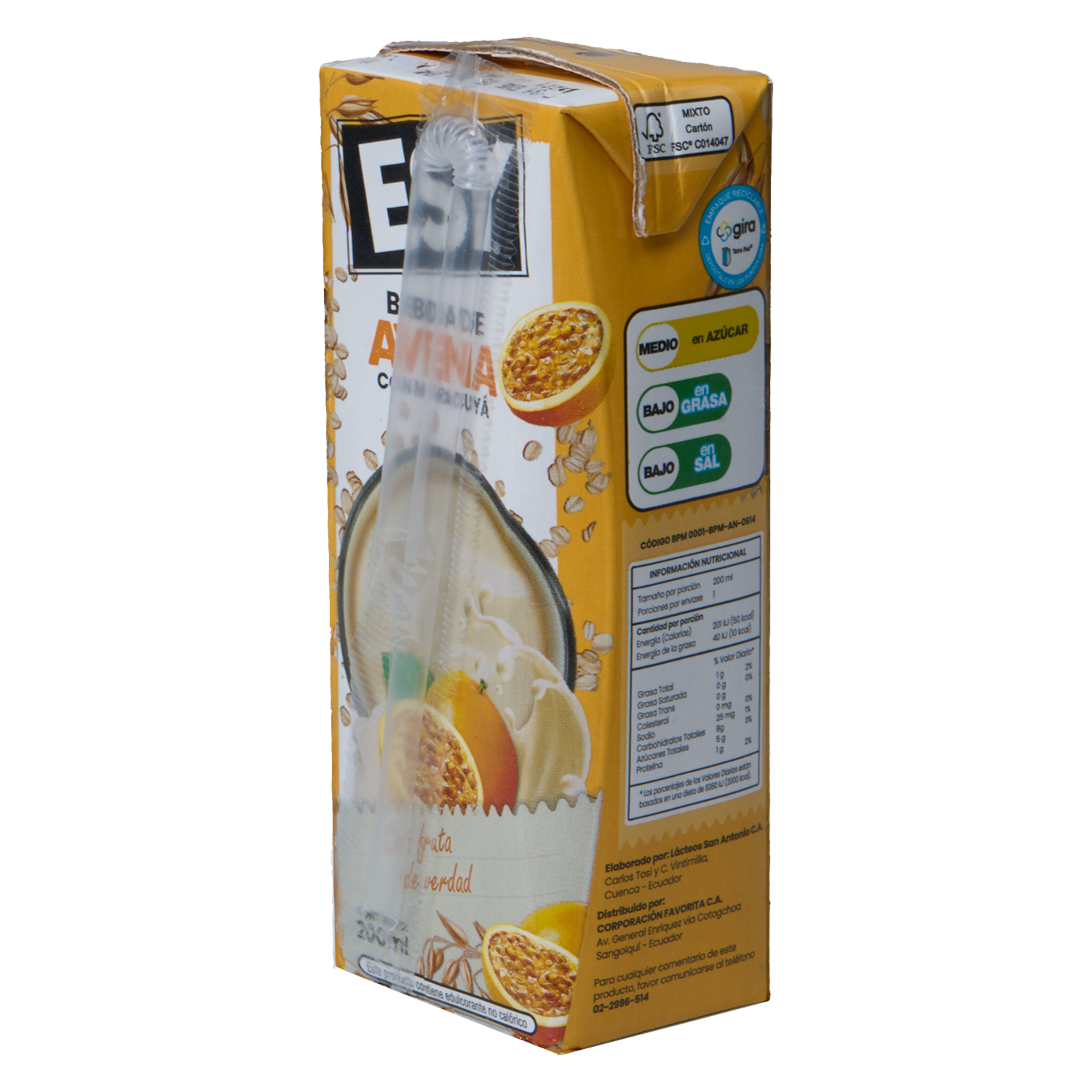 Bebida De Avena Con Maracuyá ESY 200 Ml