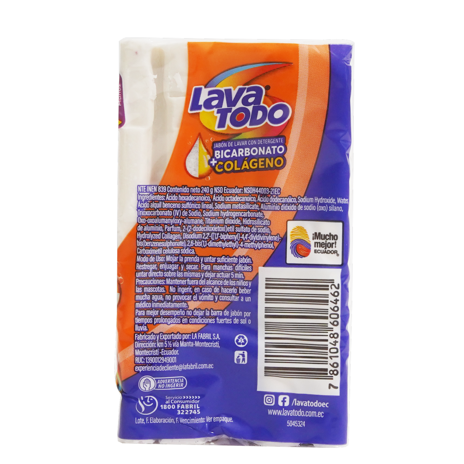 Jabón De Ropa Naranja Mandarina LAVATODO 240 G