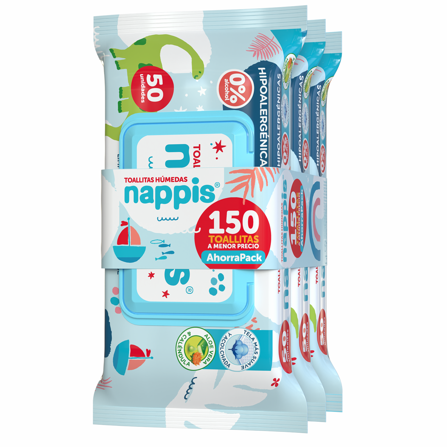 Pañitos Húmedos Hipoalergénicos NAPPIS 3 X 50 Uds