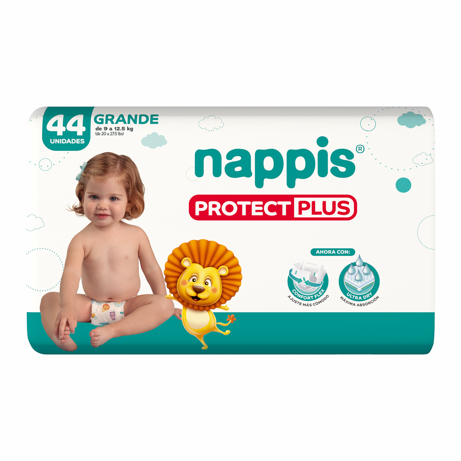 Pañales Desechables Protect Plus Para 9 A 12 Kg NAPPIS X 44 Uds