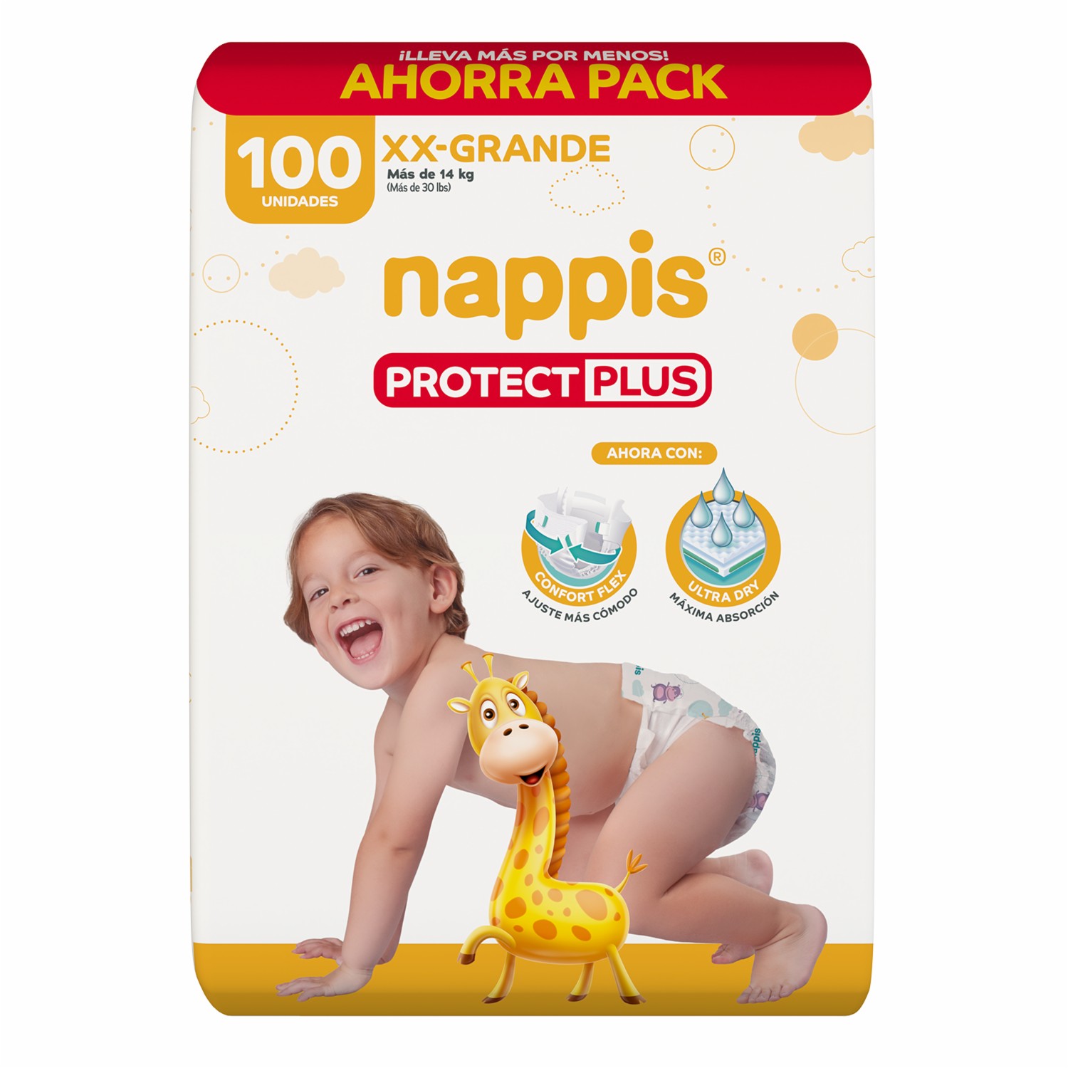 Pañales Desechables Protect Plus Para Más De 14 Kg Ahorra Pack NAPPIS X 100 Uds