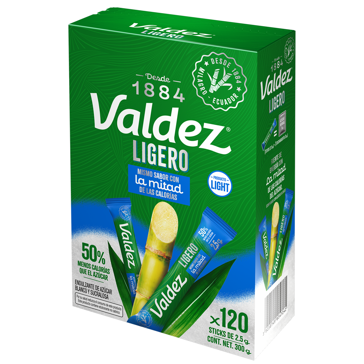Endulzante De Azúcar Blanca Y Sucralosa VALDEZ 120 X 2,5 G
