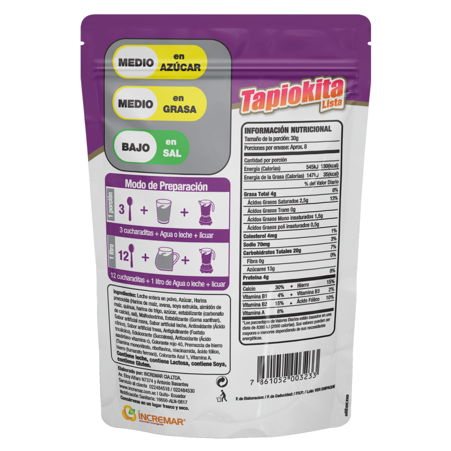 Colada Instantánea Fortificada Sabor A Mora TAPIOKITA 250 G