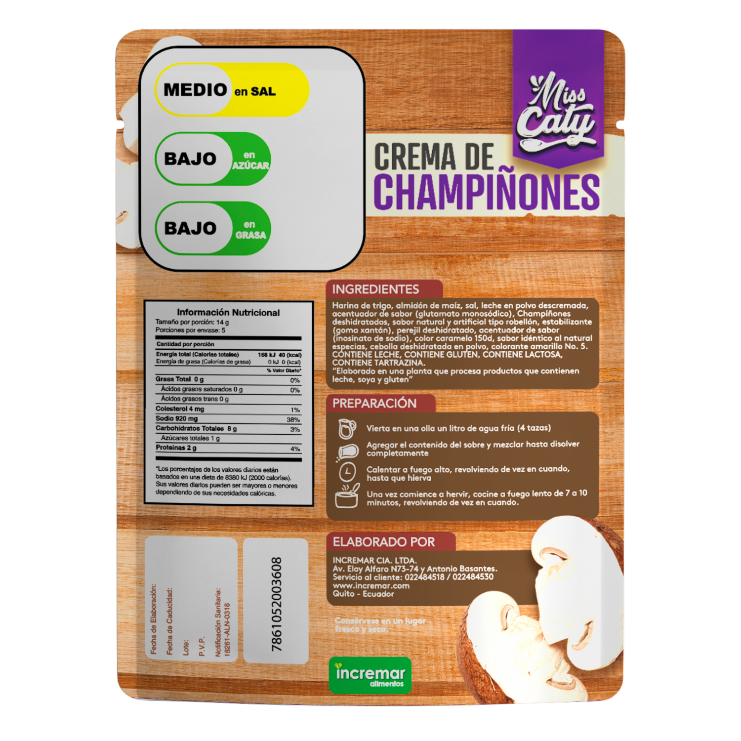 Crema Instantánea De Champiñones MISS CATY 70 G