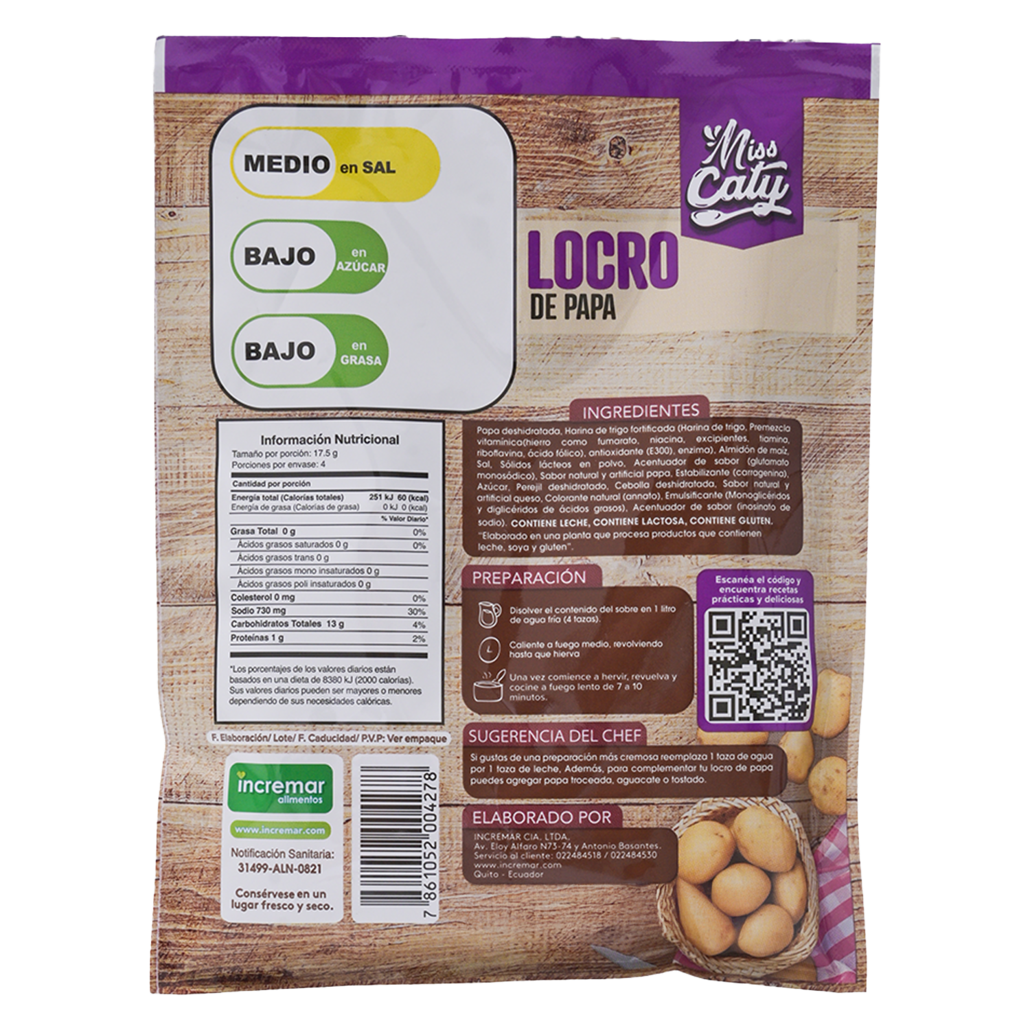 Sopa Instantánea Locro De Papas En Polvo Premezcla MISS CATY 70 G