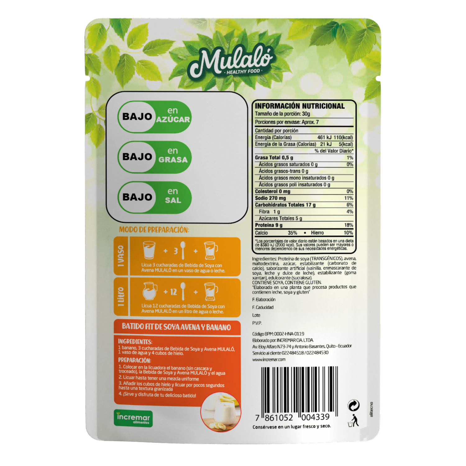 Bebida De Soya Con Avena Sabor Vainilla MULALÓ 200 G