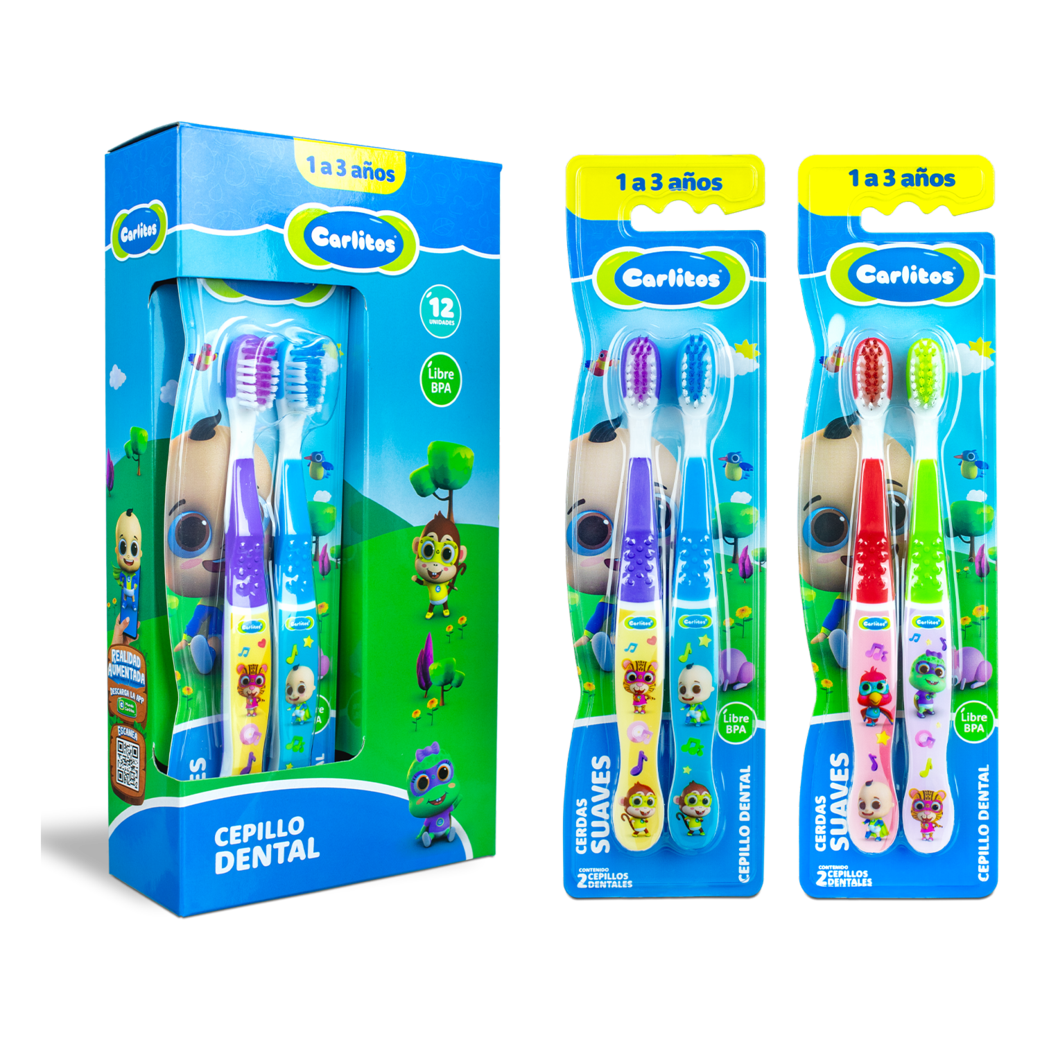 Cepillo De Dientes Cerdas Suaves X2 CARLITOS 1 A 3 Años
