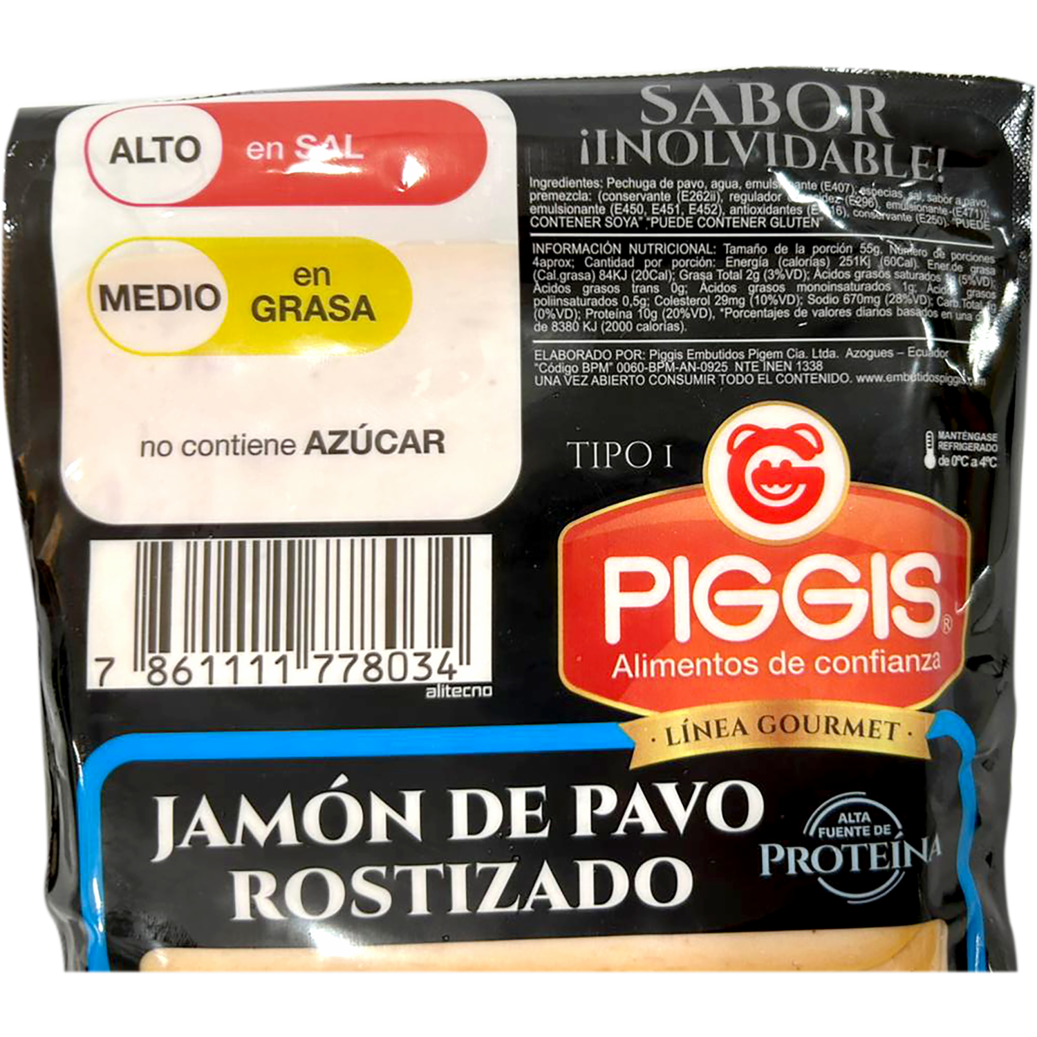 Jamón De Pavo Rostizado PIGGIS 200 G
