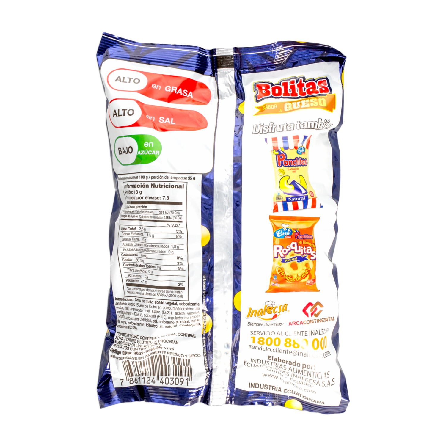 Bolitas De Maíz Sabor A Queso INALECSA 95 G